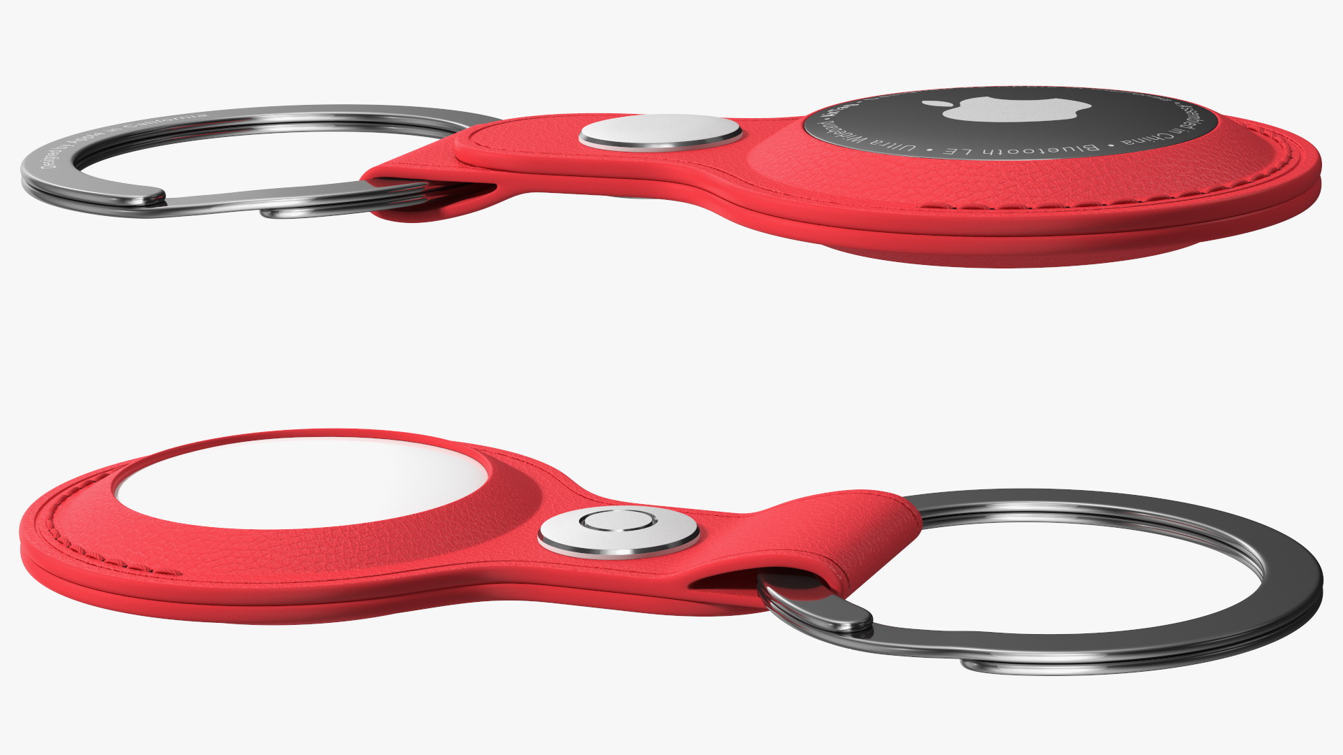 3D Apple AirTag Leather Key Ring Red model