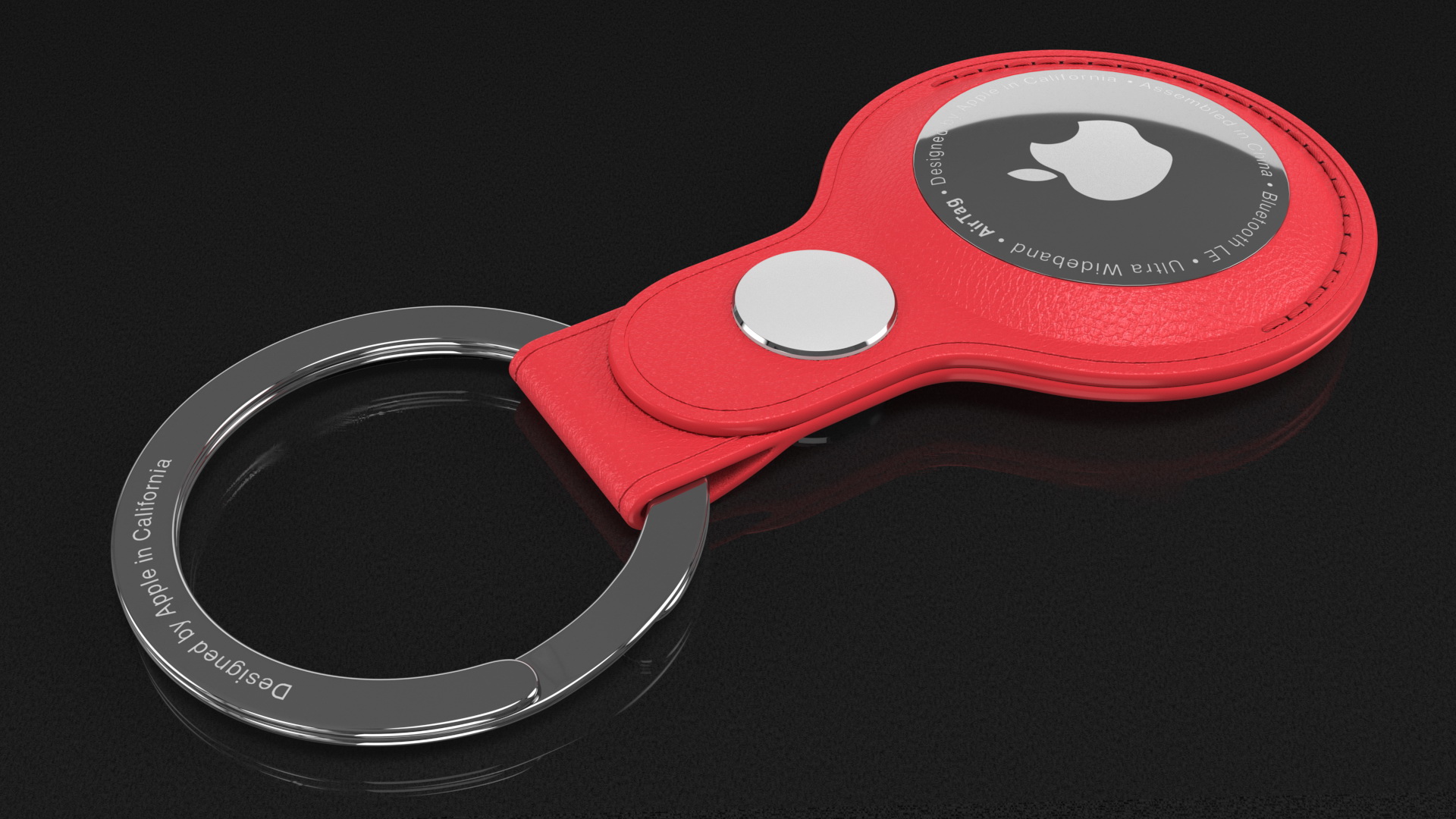 3D Apple AirTag Leather Key Ring Red model