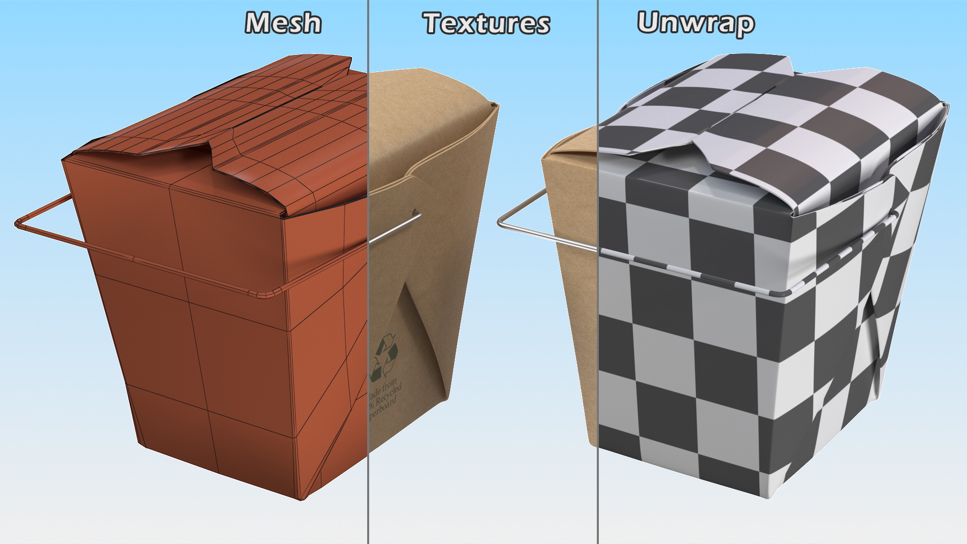 3D Kraft Paper Take Out Food Container 32 Oz