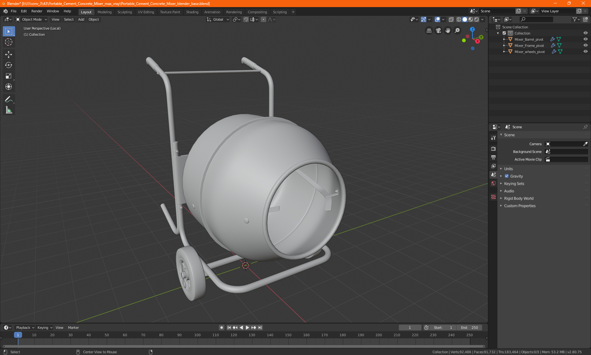 3D model Portable Cement Concrete Mixer