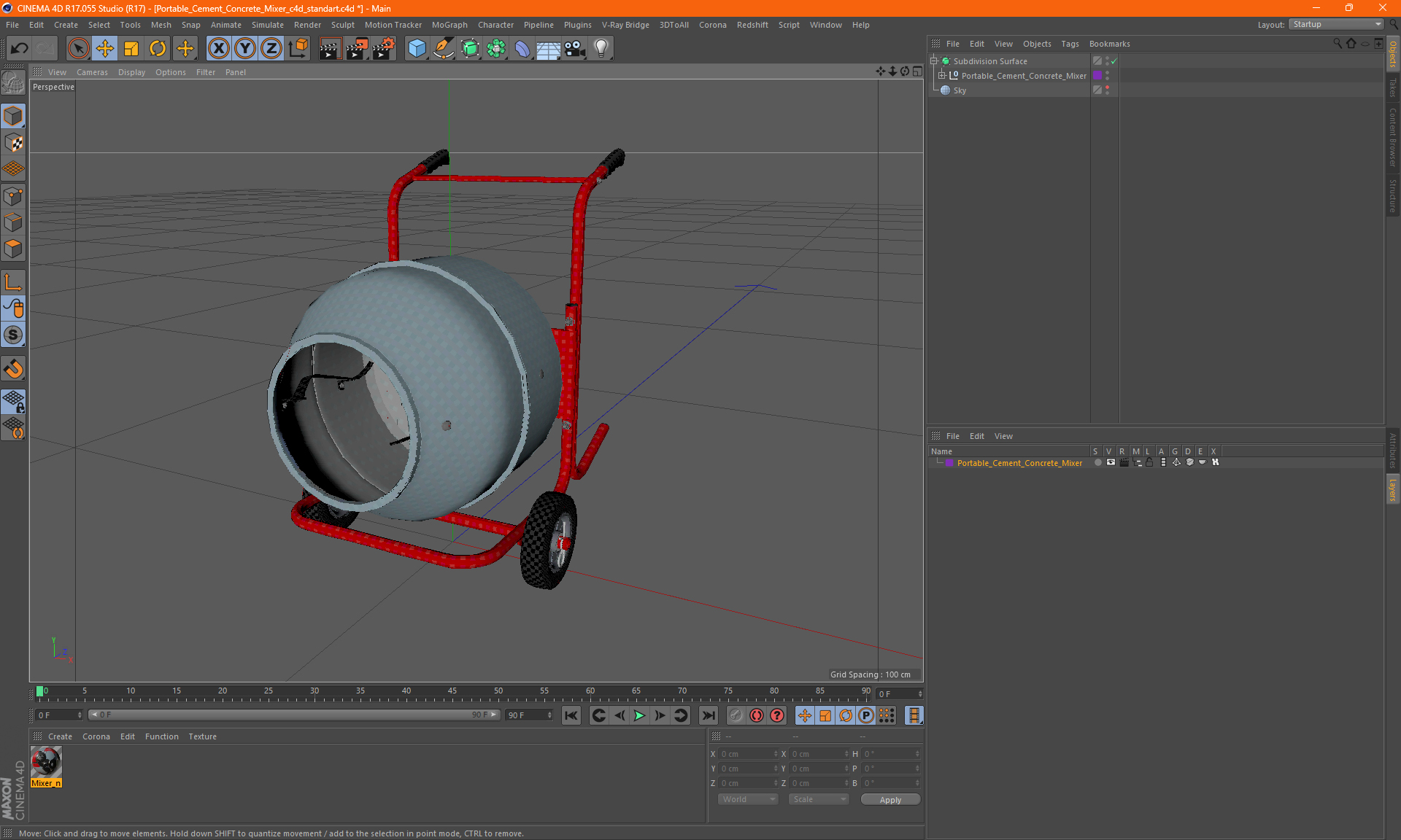 3D model Portable Cement Concrete Mixer