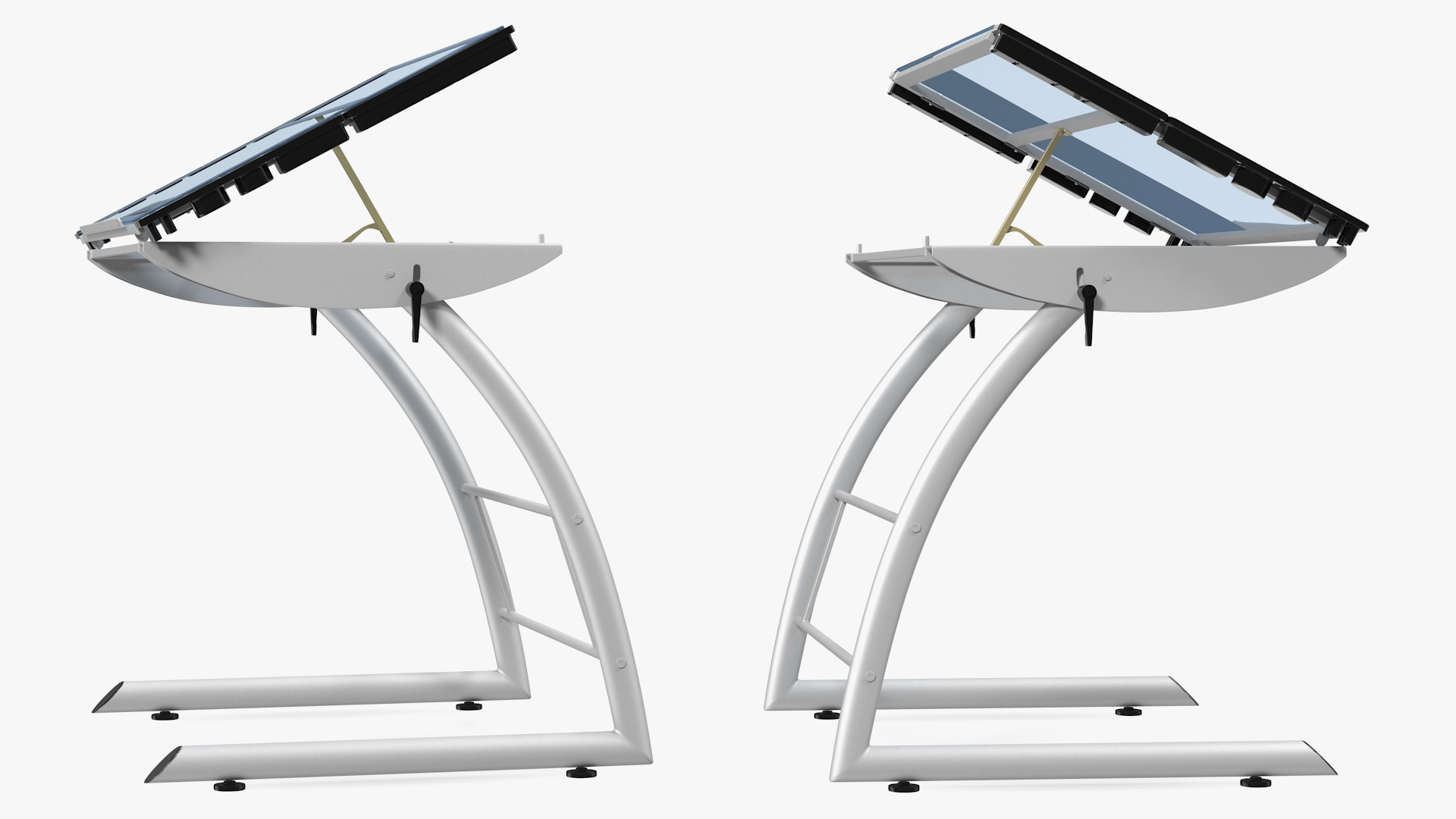 Tiltable Glass Drawing Table White 3D model