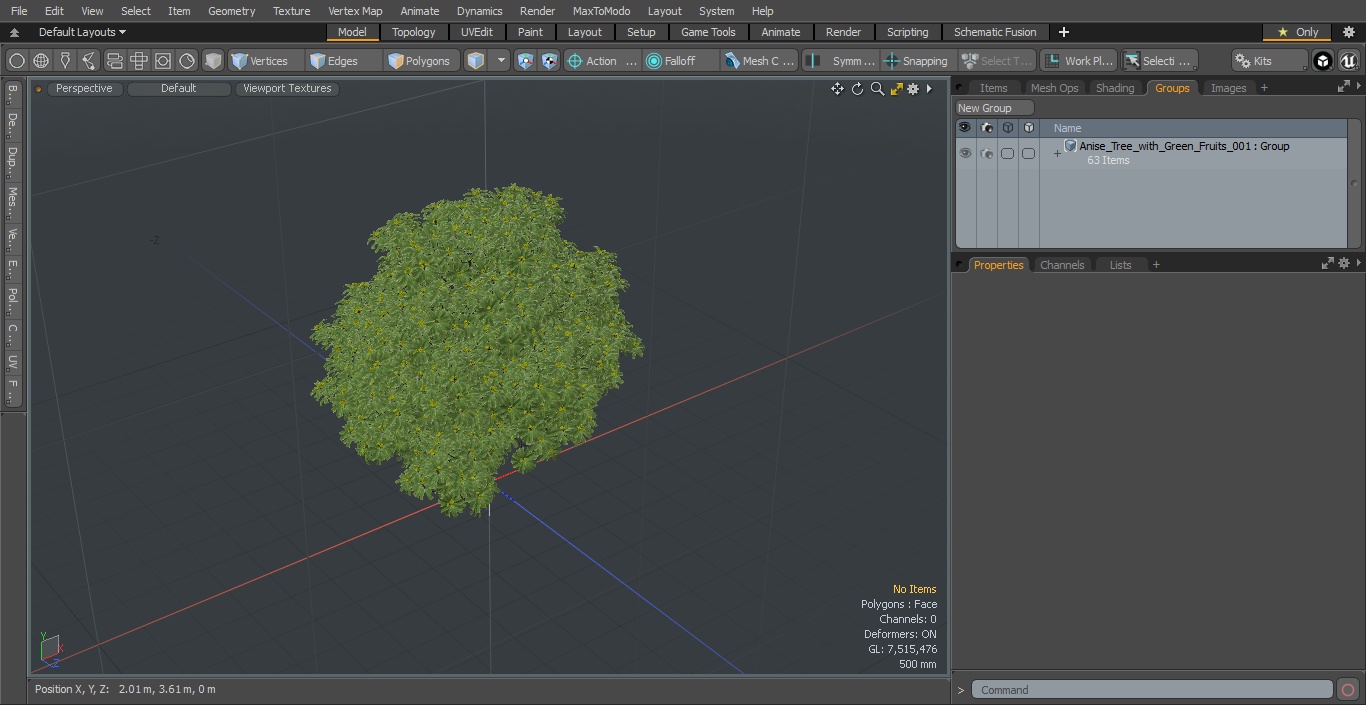 3D Anise Tree with Green Fruits model