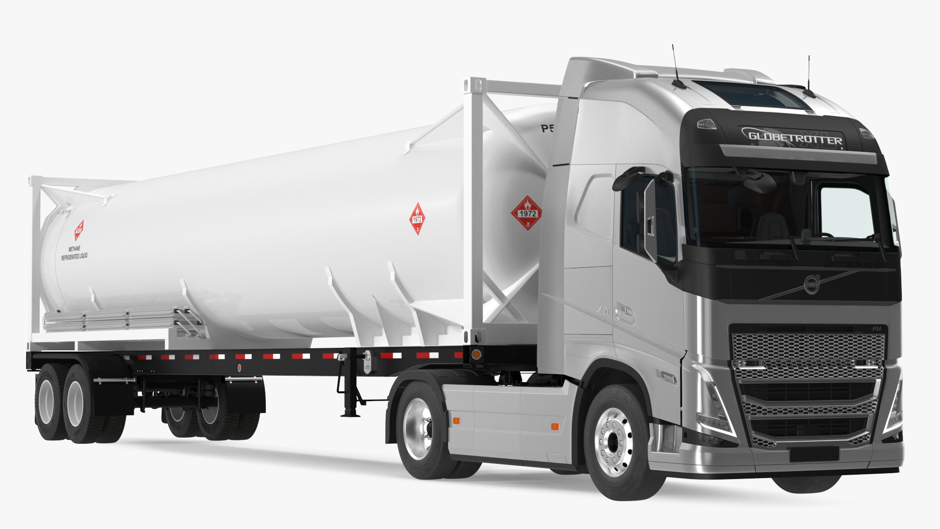3D model Volvo FH16 750 Globetrotter Truck with Liquid Natural Gas Trailer