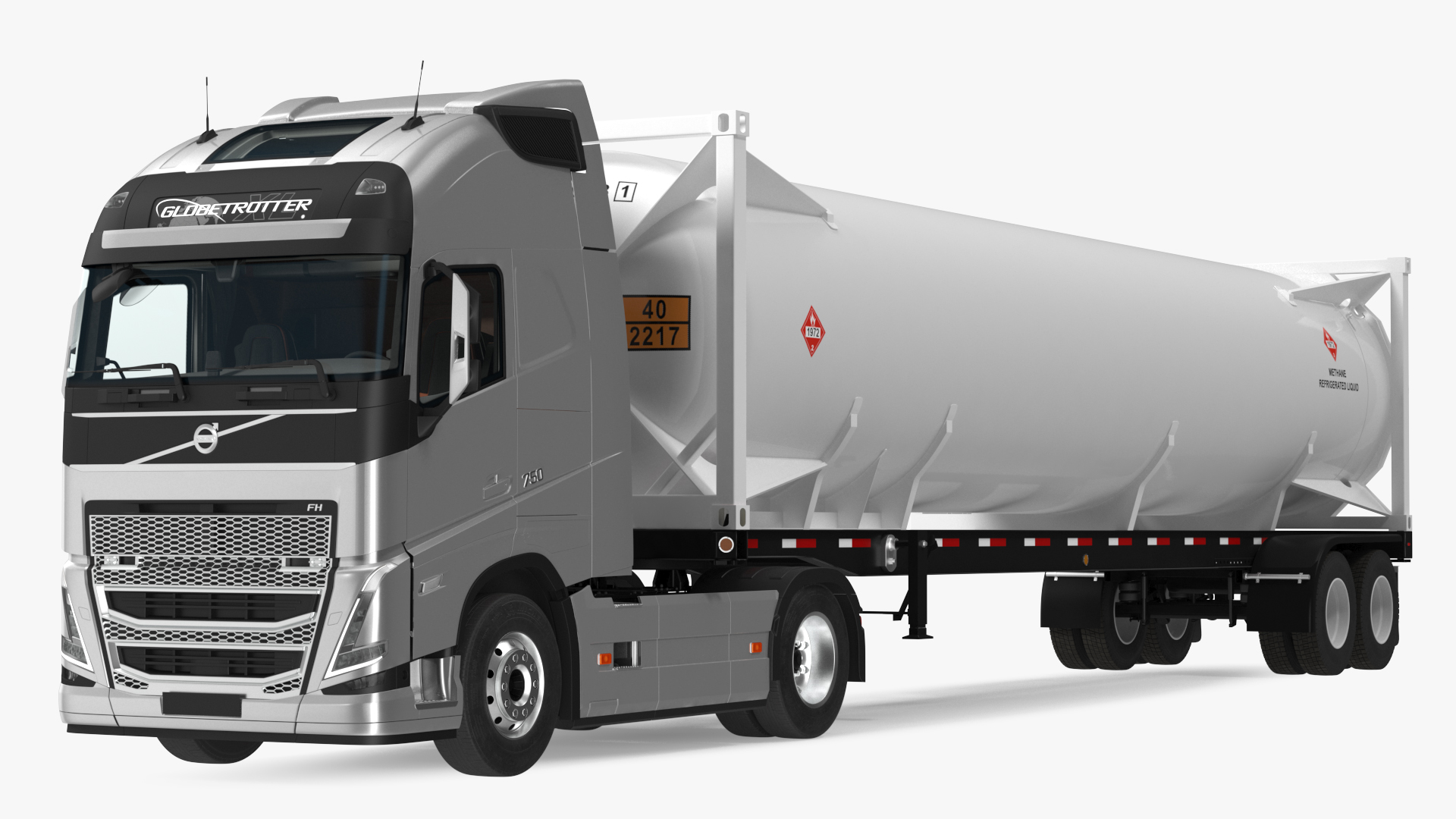 3D model Volvo FH16 750 Globetrotter Truck with Liquid Natural Gas Trailer