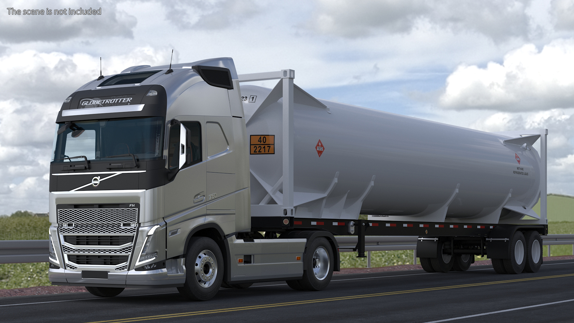 3D model Volvo FH16 750 Globetrotter Truck with Liquid Natural Gas Trailer