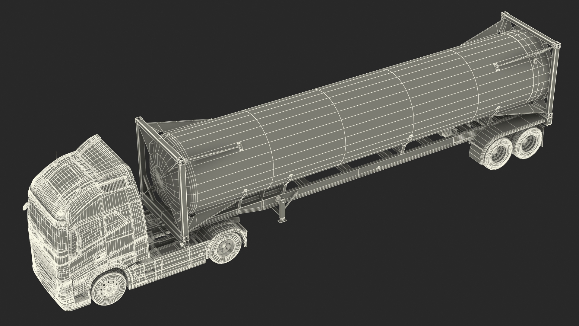 3D model Volvo FH16 750 Globetrotter Truck with Liquid Natural Gas Trailer