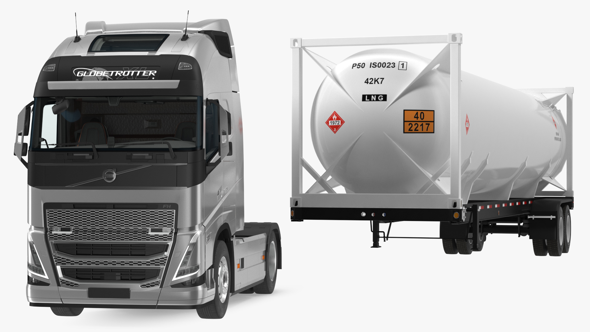 3D model Volvo FH16 750 Globetrotter Truck with Liquid Natural Gas Trailer