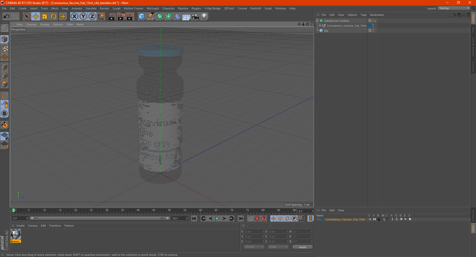 Coronavirus Vaccine Vial 15ml 3D model