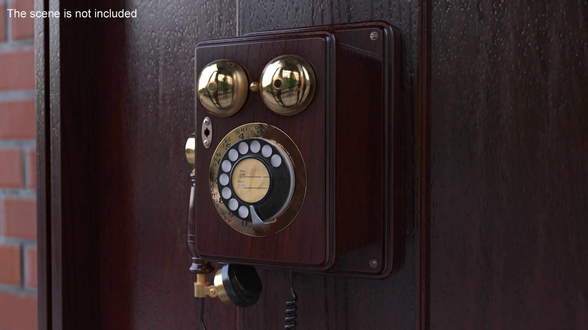 3D model Antique Wooden Phone Dark