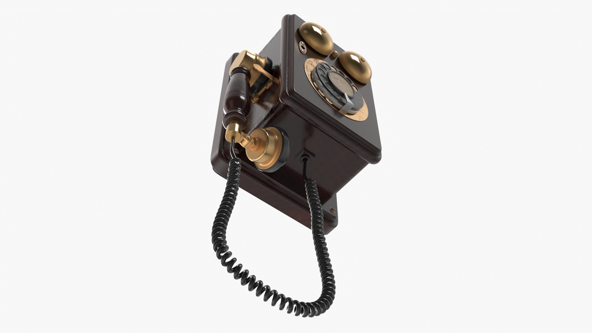 3D model Antique Wooden Phone Dark