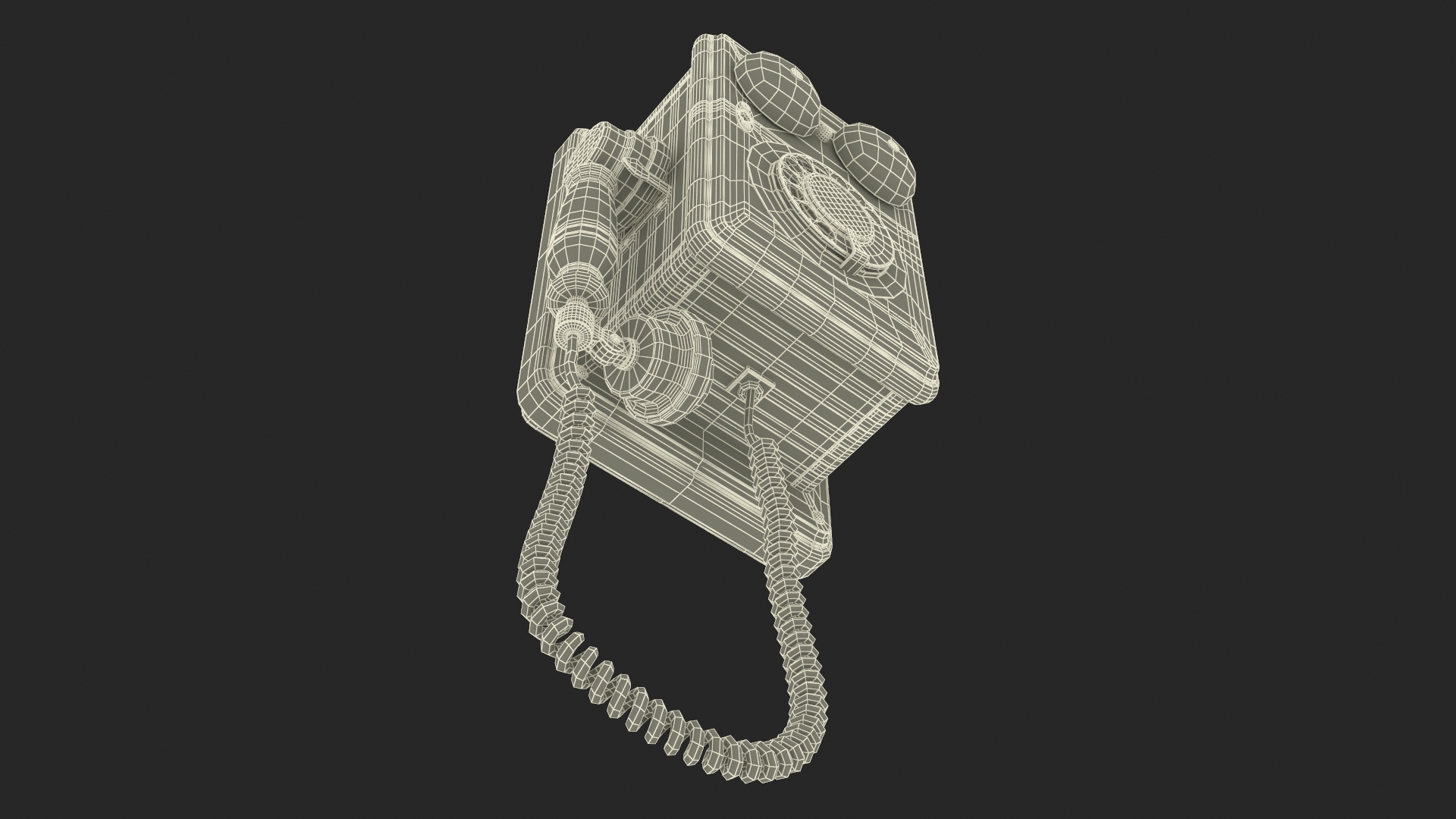 3D model Antique Wooden Phone Dark