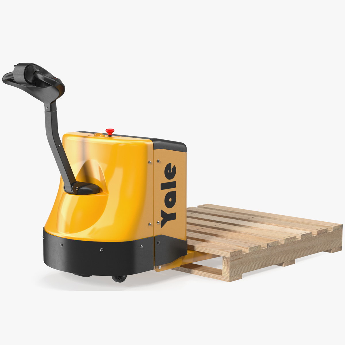 Self Propelled Electric Pallet Jack and Pallet Rigged for Maya 3D