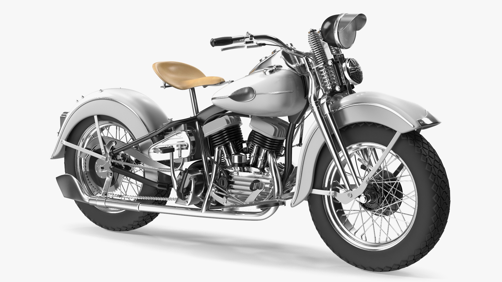 3D Retro Military Motorcycle White