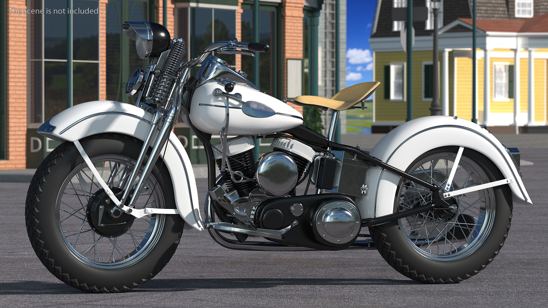 3D Retro Military Motorcycle White