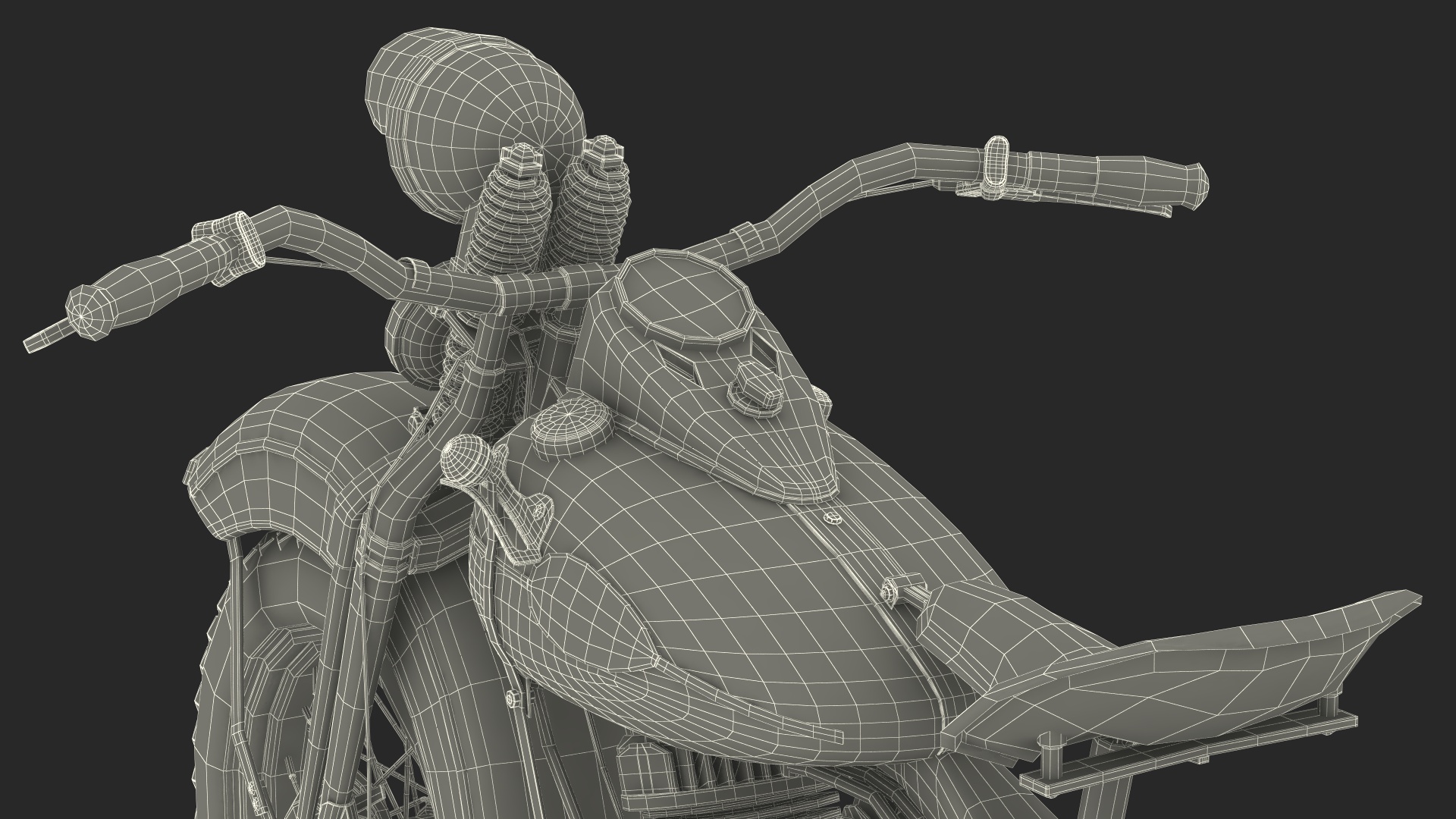 3D Retro Military Motorcycle White