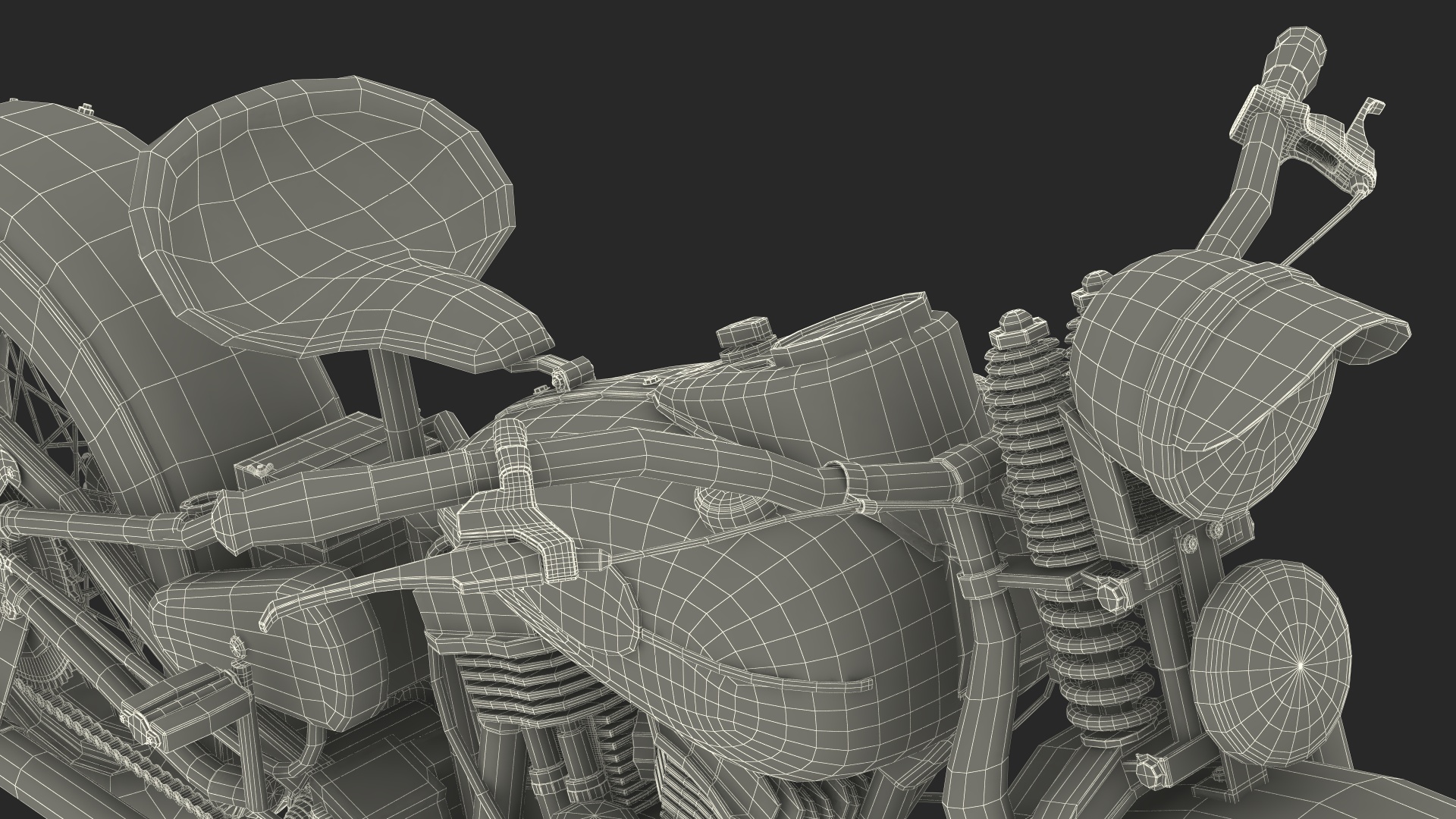 3D Retro Military Motorcycle White