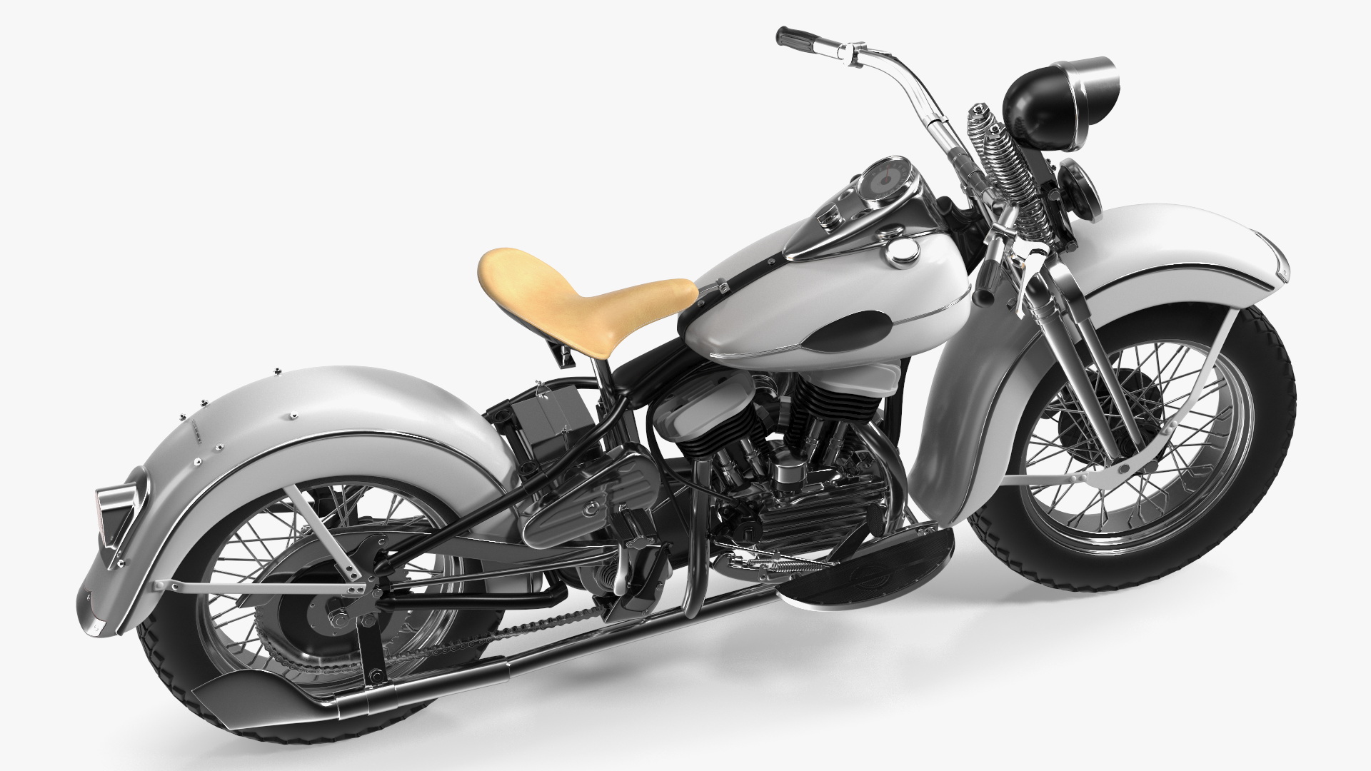 3D Retro Military Motorcycle White