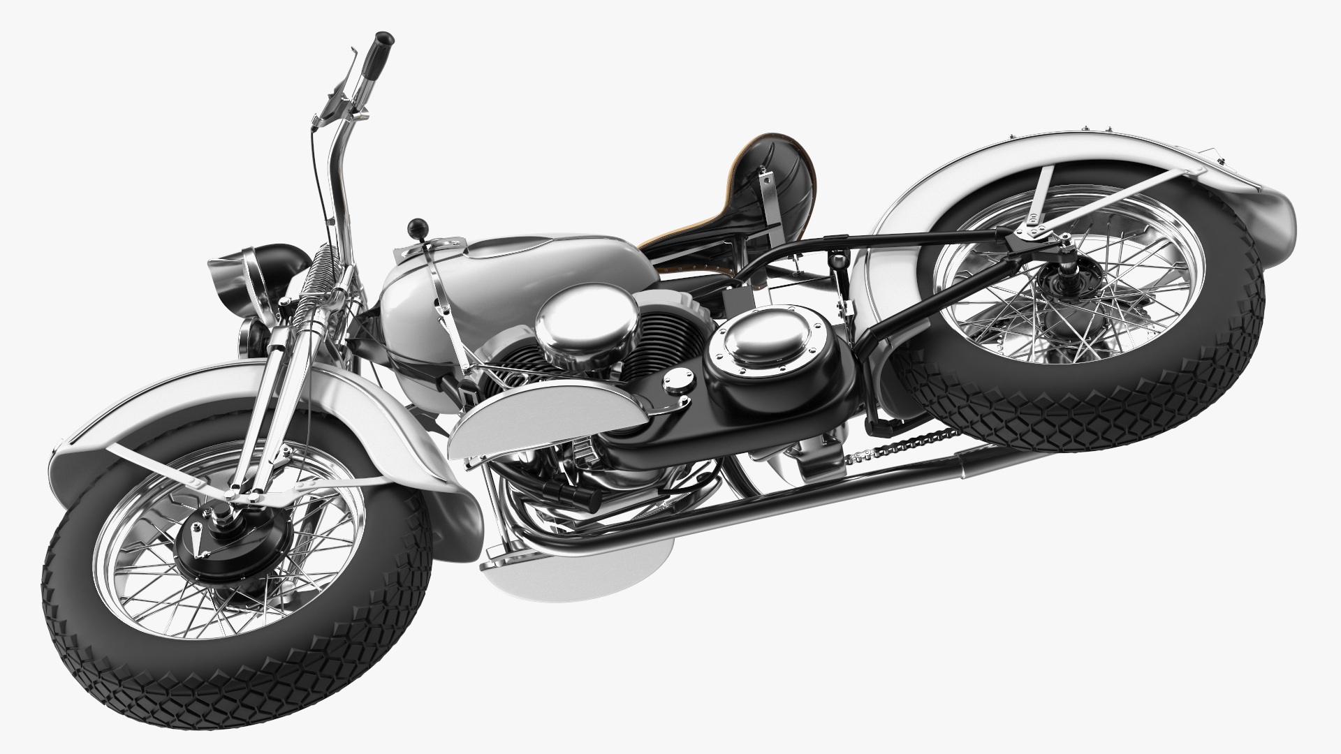 3D Retro Military Motorcycle White