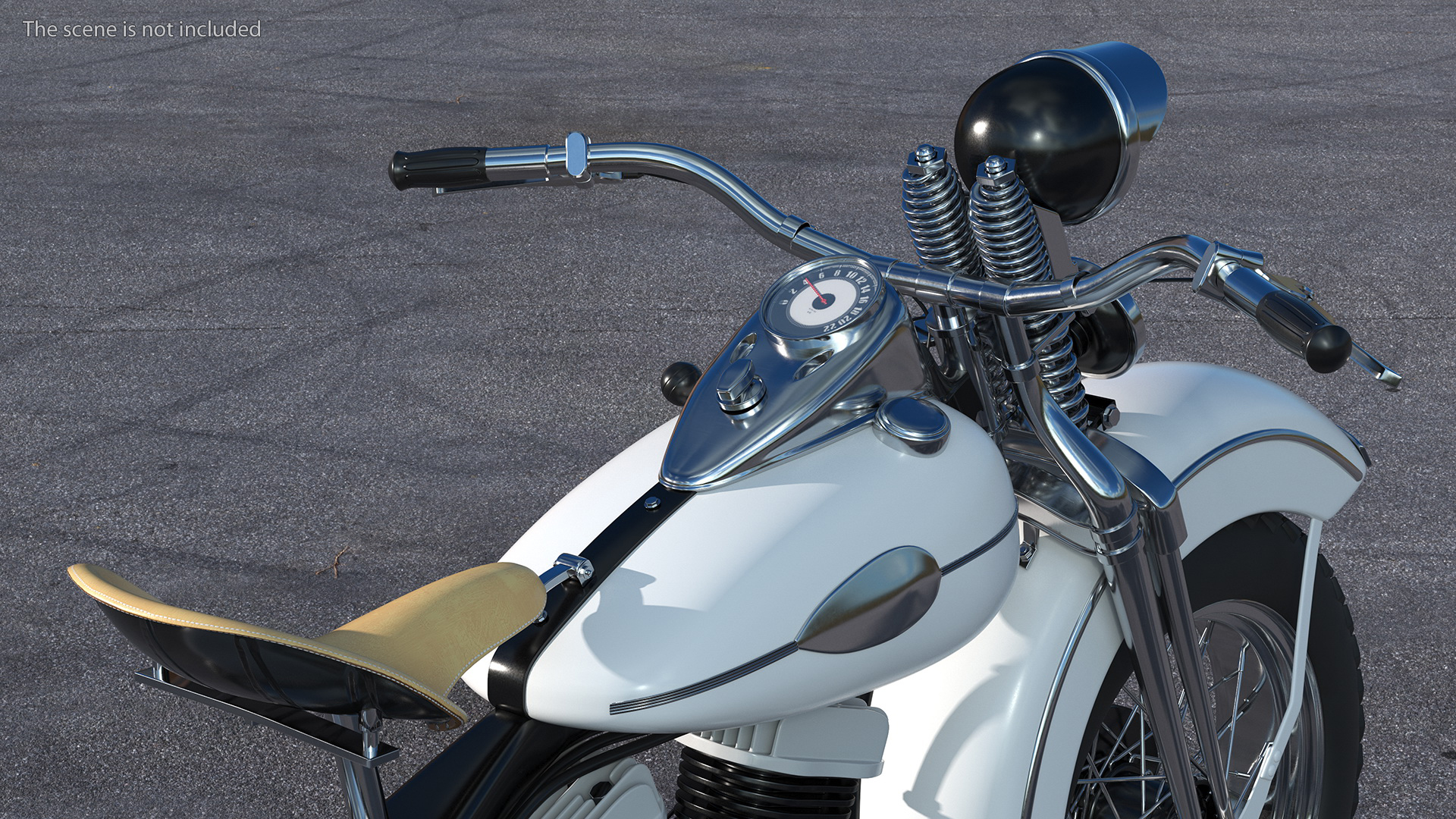 3D Retro Military Motorcycle White