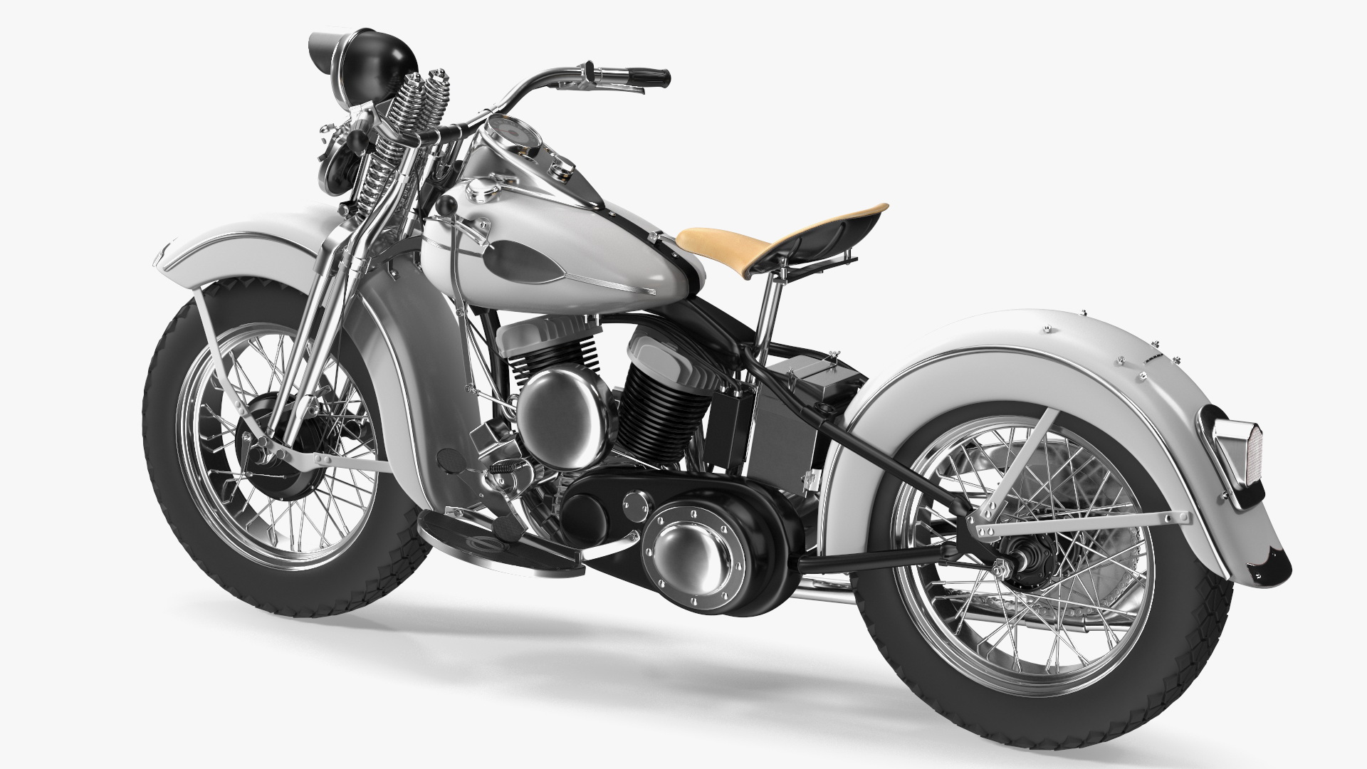 3D Retro Military Motorcycle White