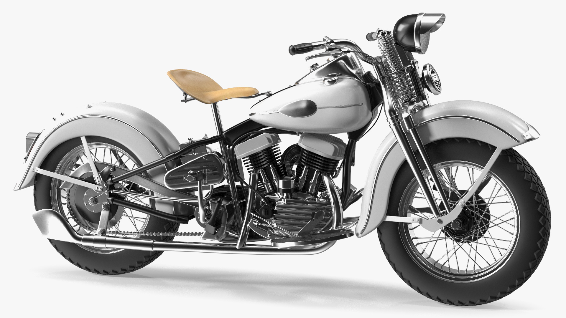 3D Retro Military Motorcycle White