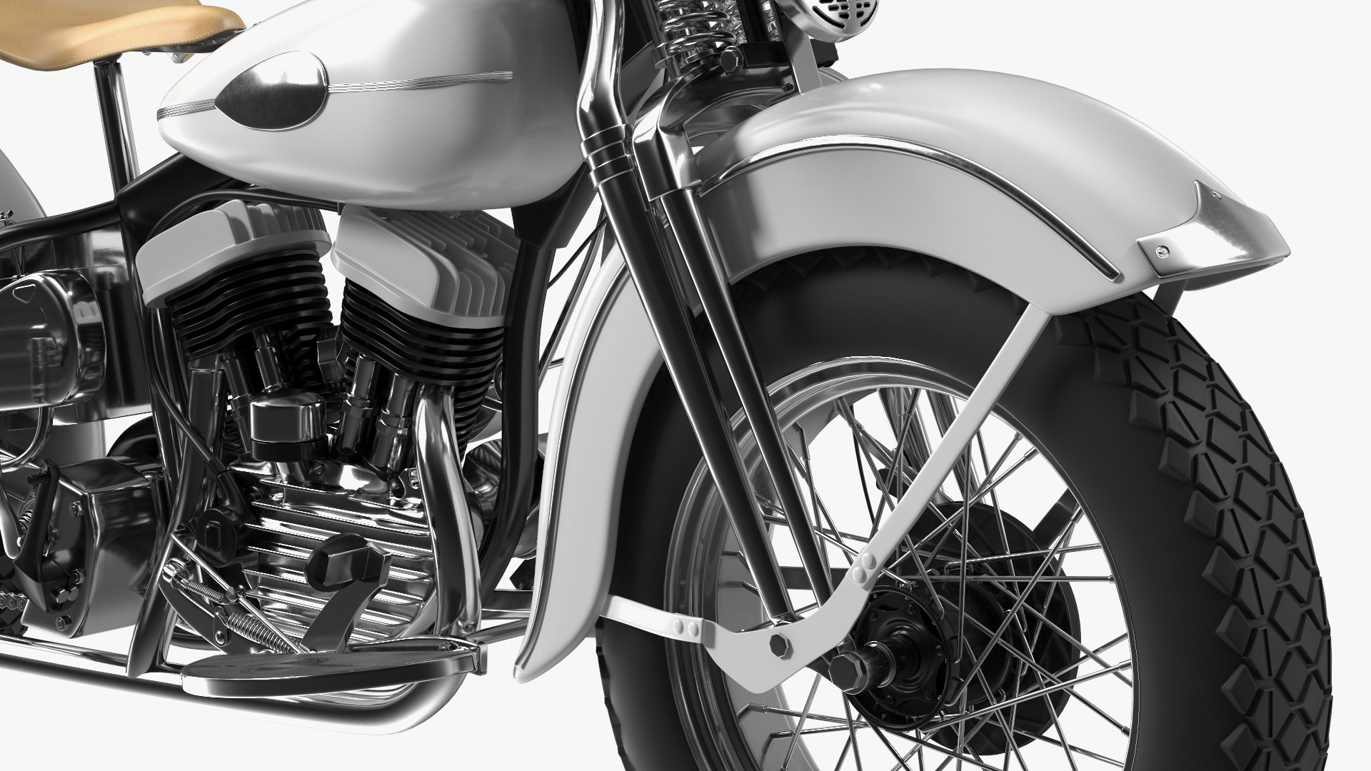 3D Retro Military Motorcycle White