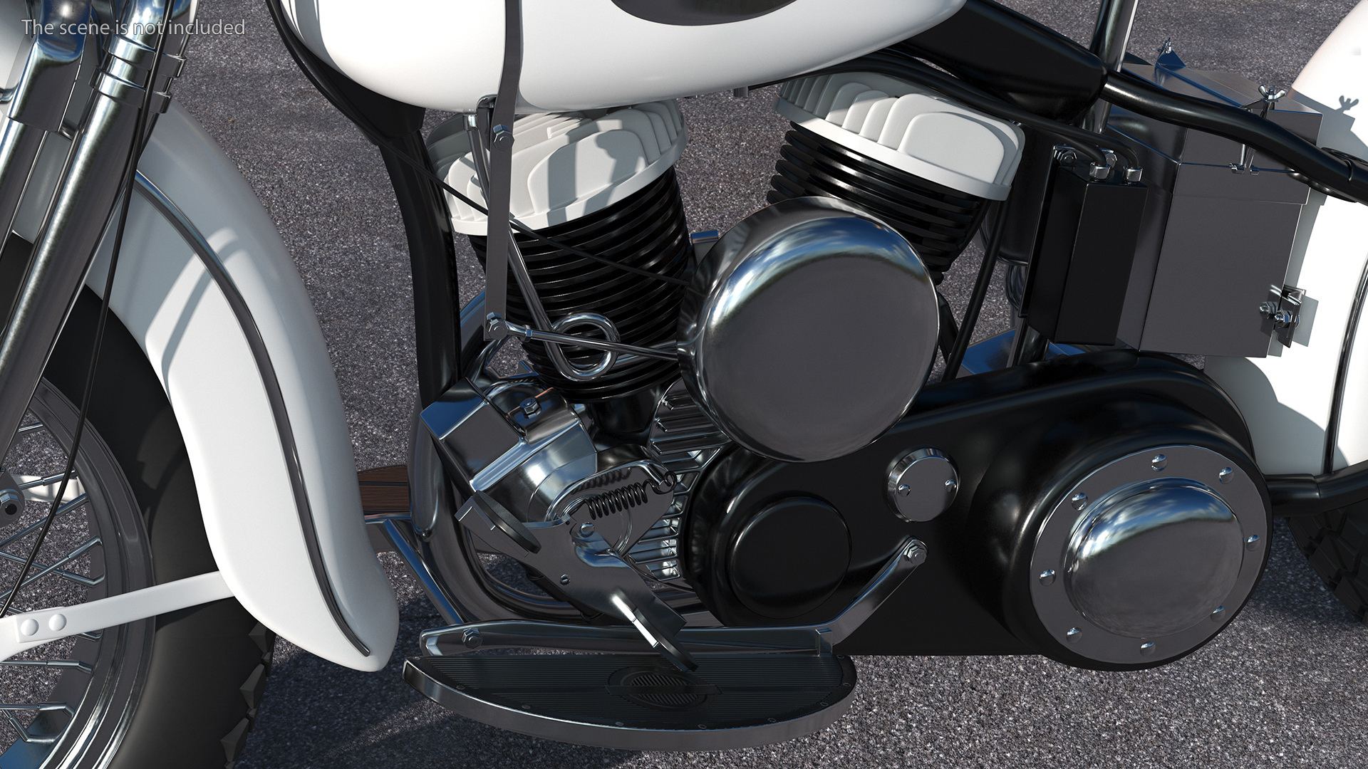 3D Retro Military Motorcycle White