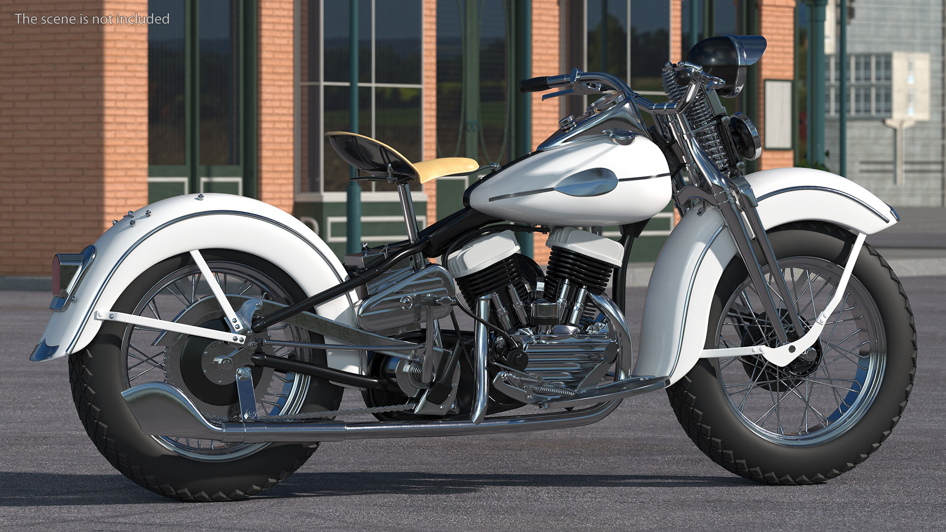 3D Retro Military Motorcycle White