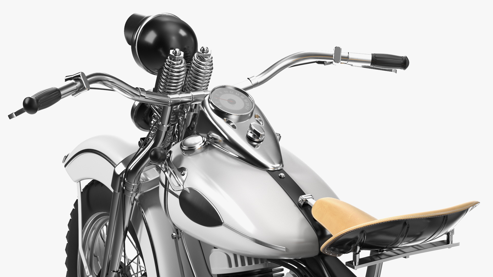 3D Retro Military Motorcycle White