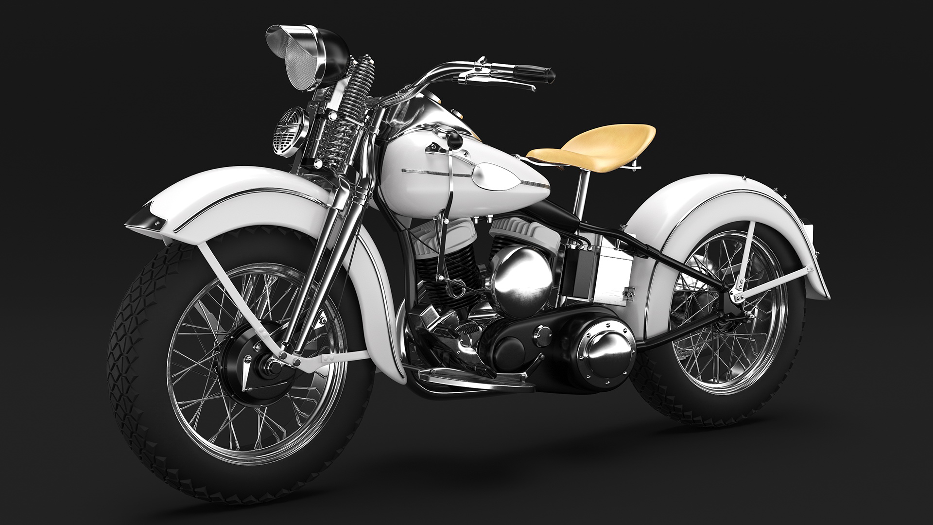 3D Retro Military Motorcycle White
