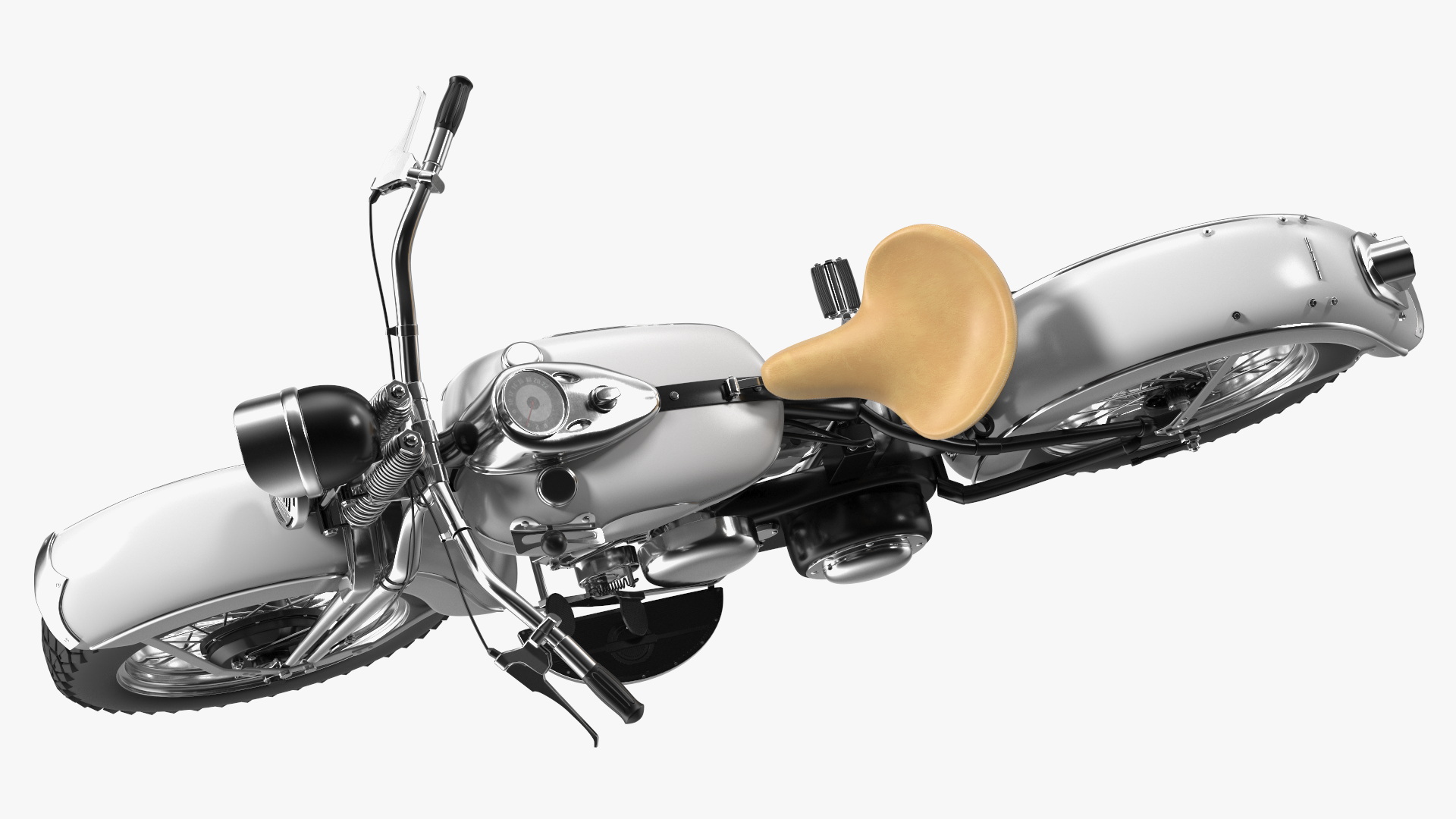 3D Retro Military Motorcycle White