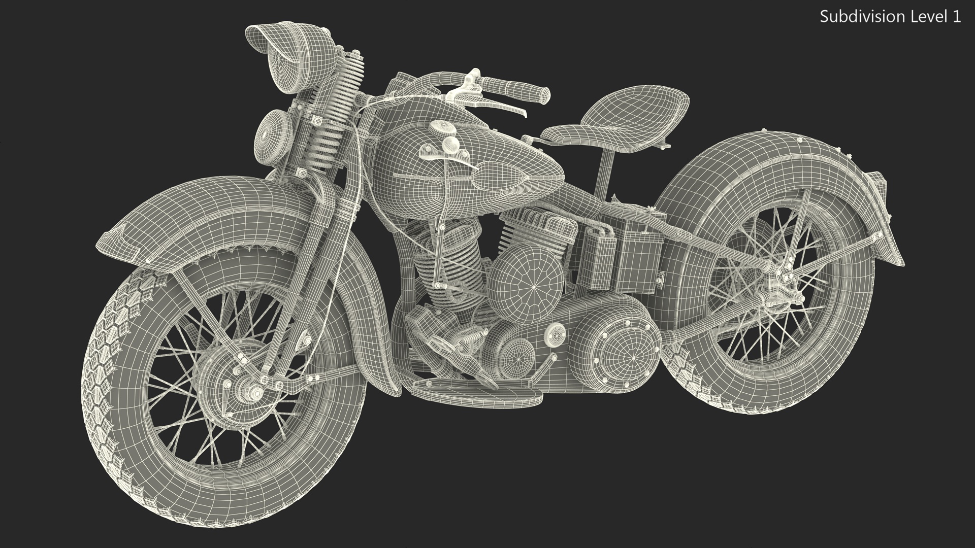 3D Retro Military Motorcycle White