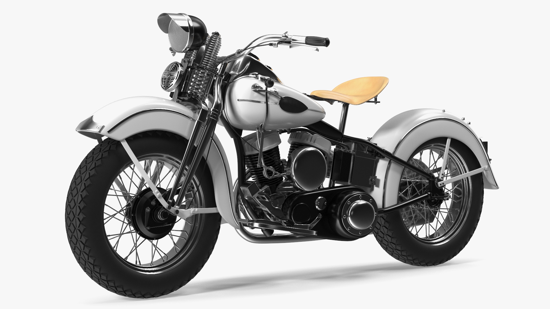 3D Retro Military Motorcycle White