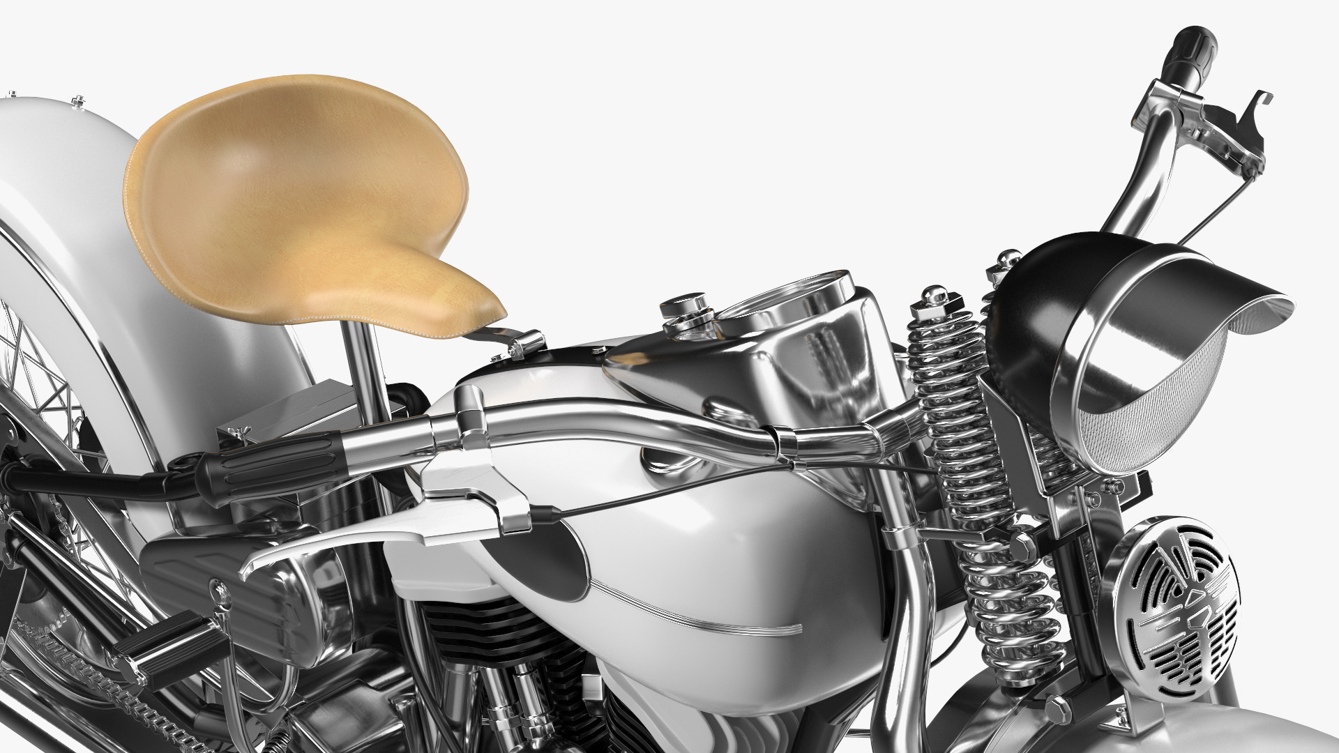 3D Retro Military Motorcycle White