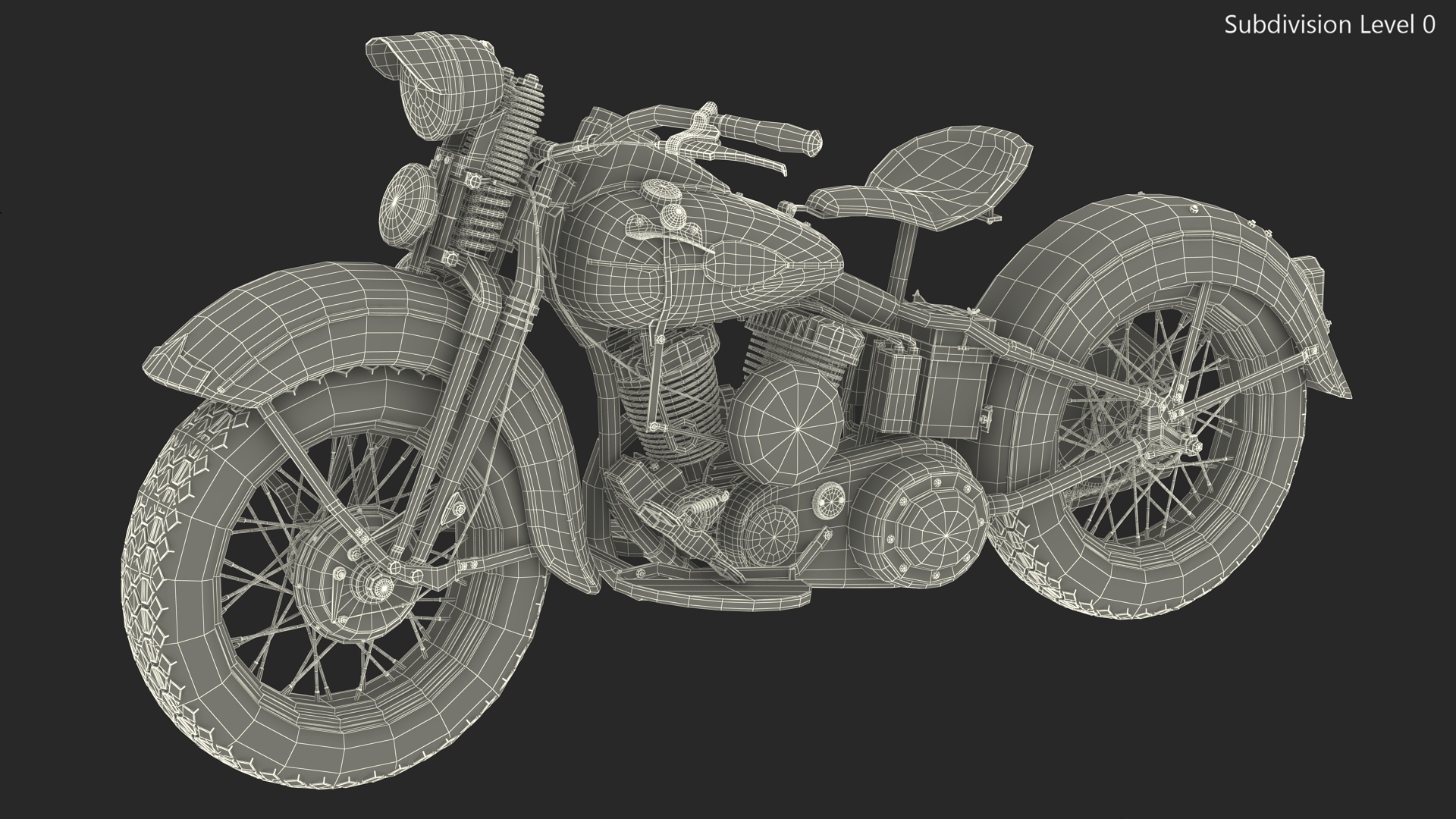 3D Retro Military Motorcycle White