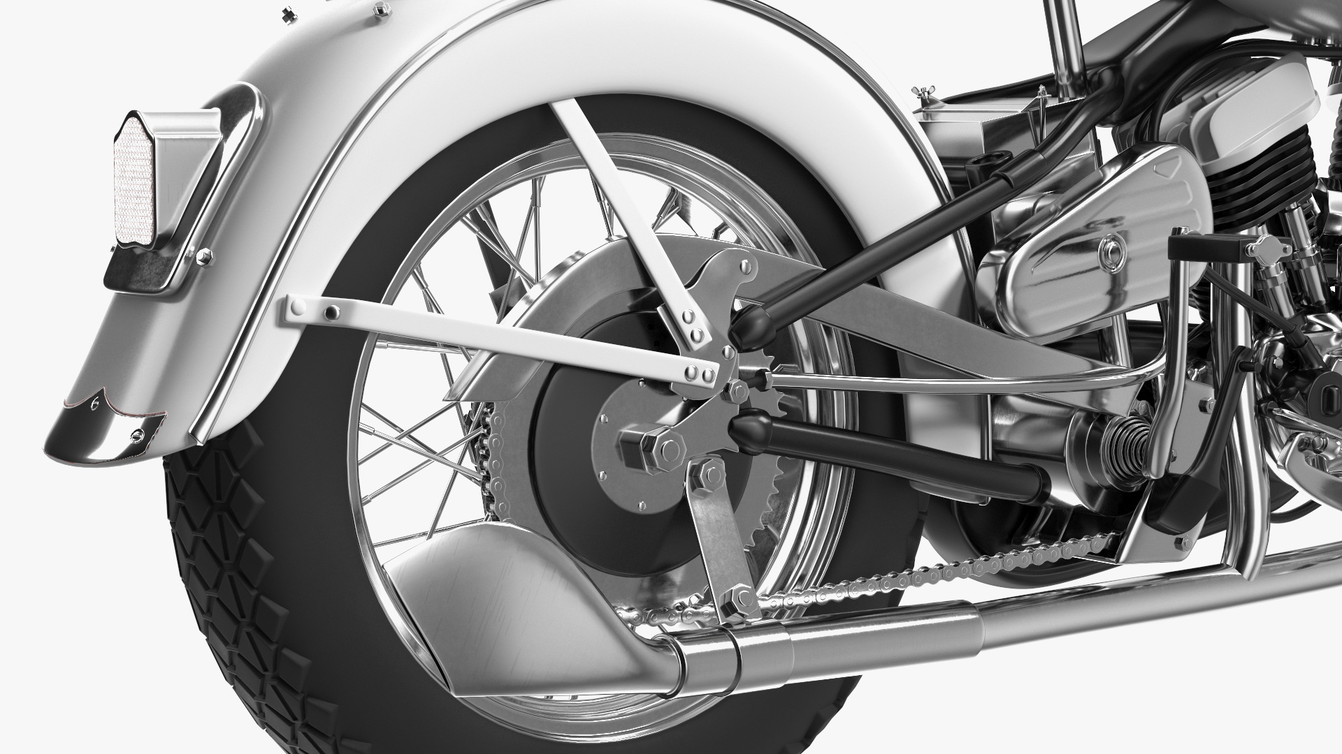 3D Retro Military Motorcycle White