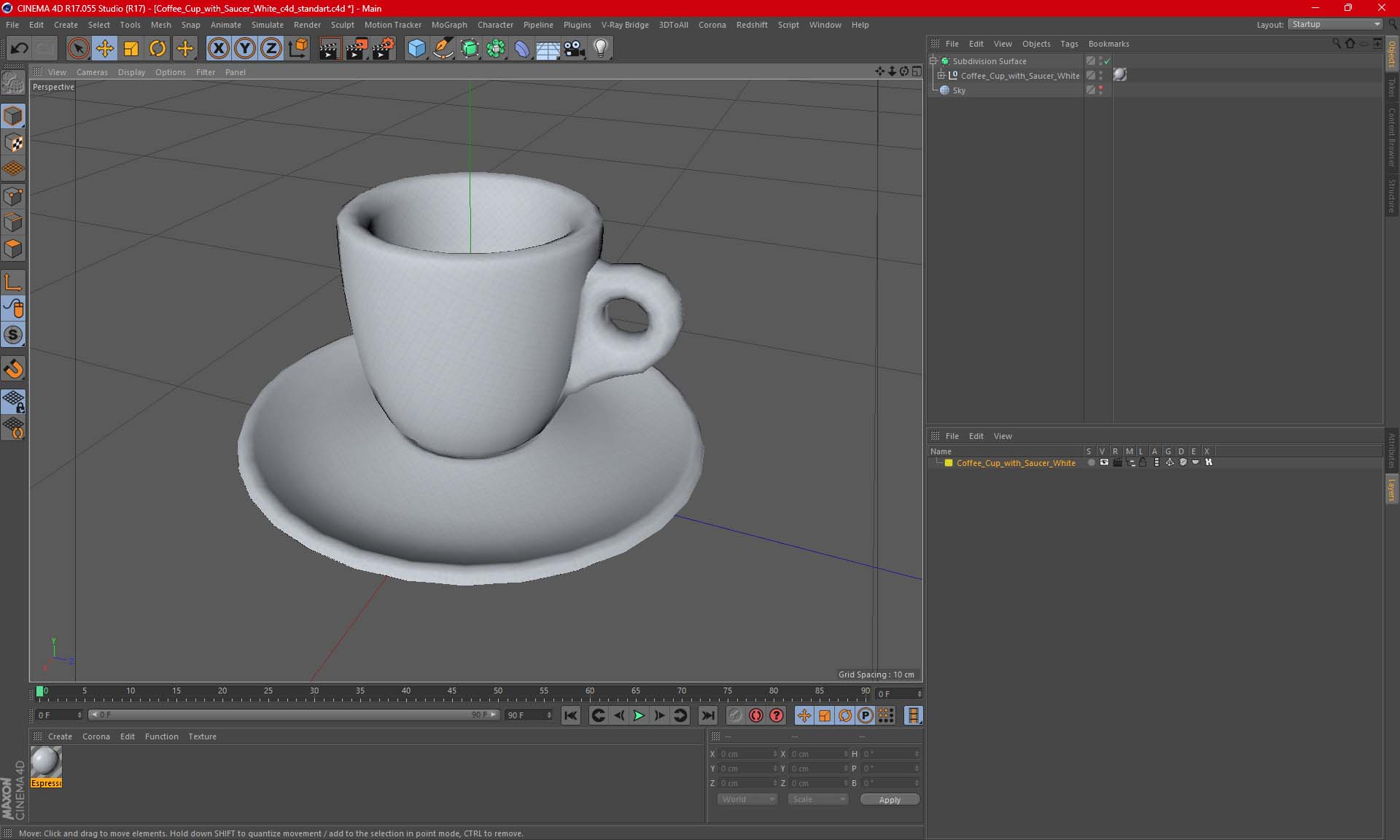 3D Coffee Cup with Saucer White model