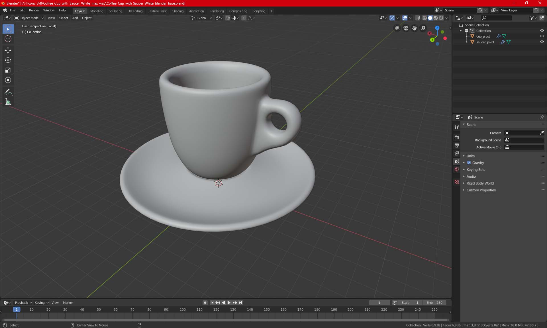 3D Coffee Cup with Saucer White model