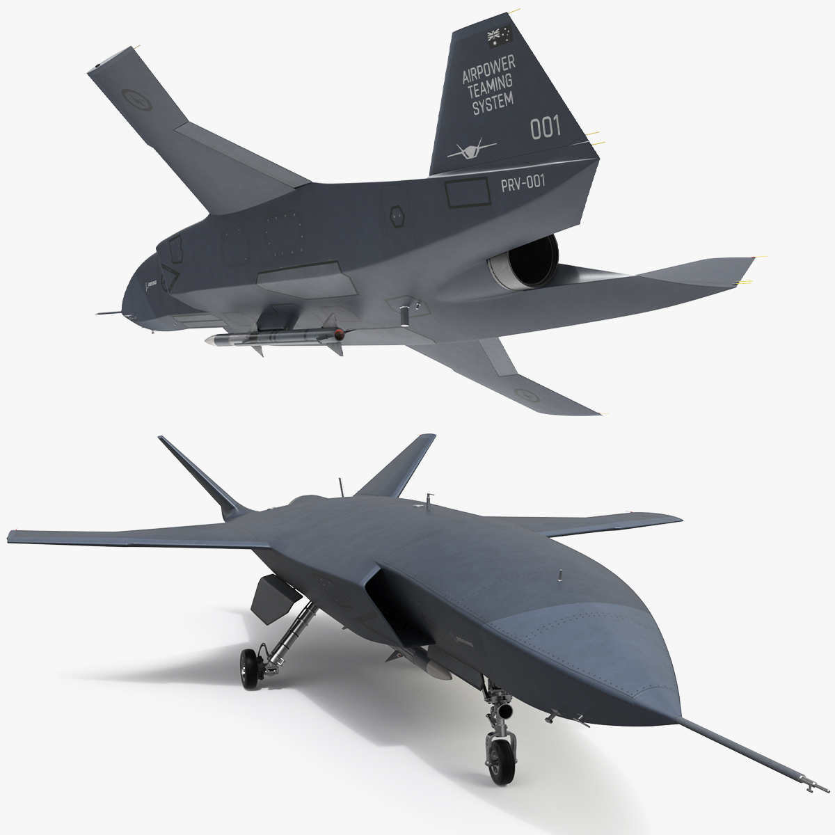 Boeing MQ-28 Ghost Bat with Air to Air Missile 3D model preview