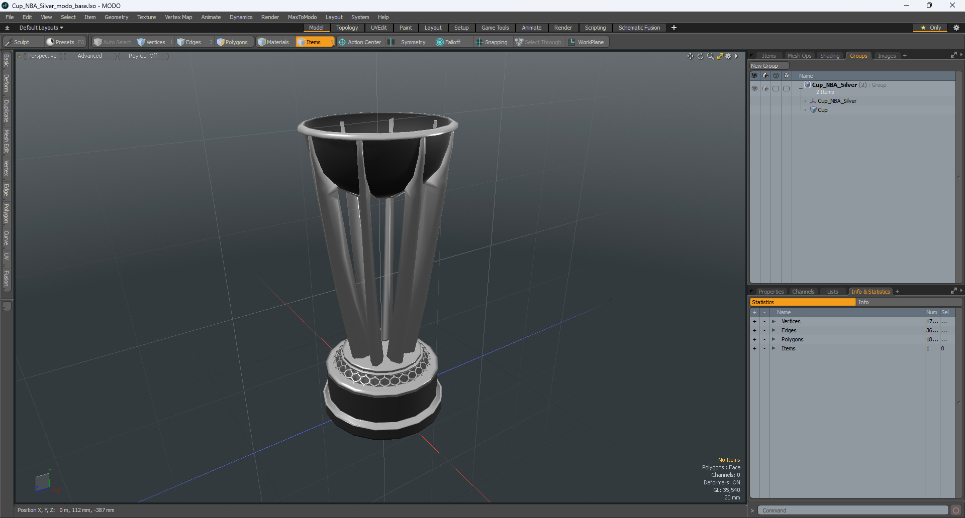 Cup NBA Silver 3D model