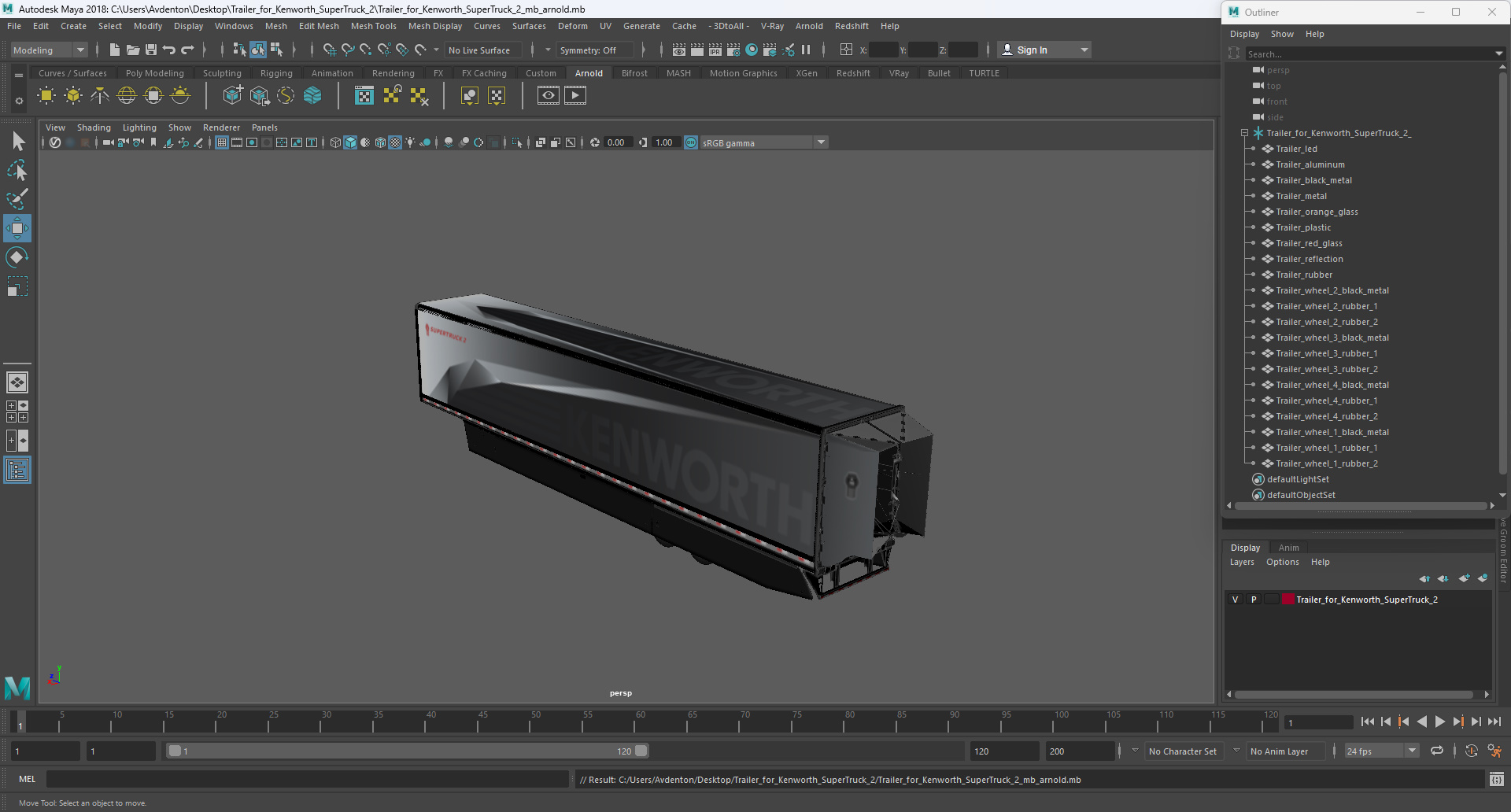 3D Trailer for Kenworth SuperTruck 2 model