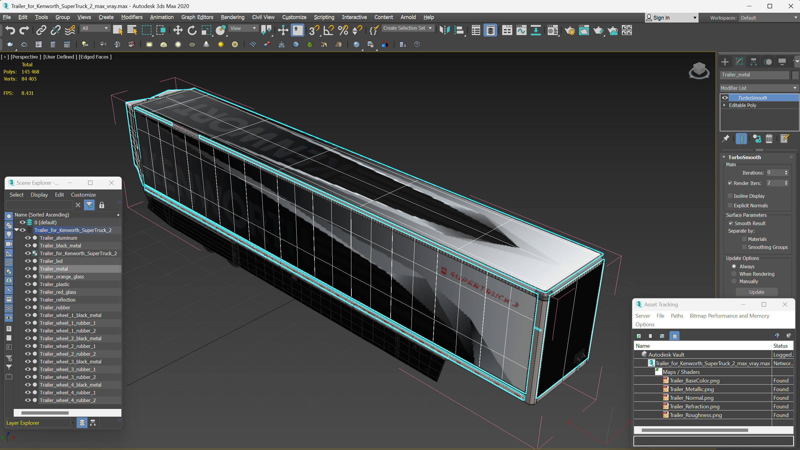 3D Trailer for Kenworth SuperTruck 2 model