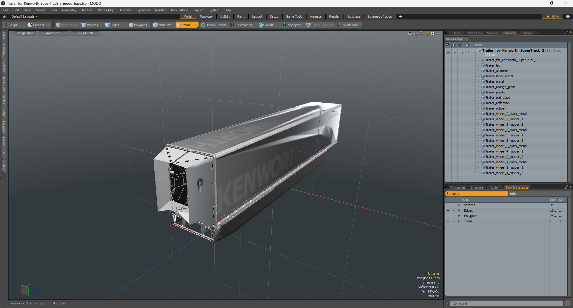 3D Trailer for Kenworth SuperTruck 2 model