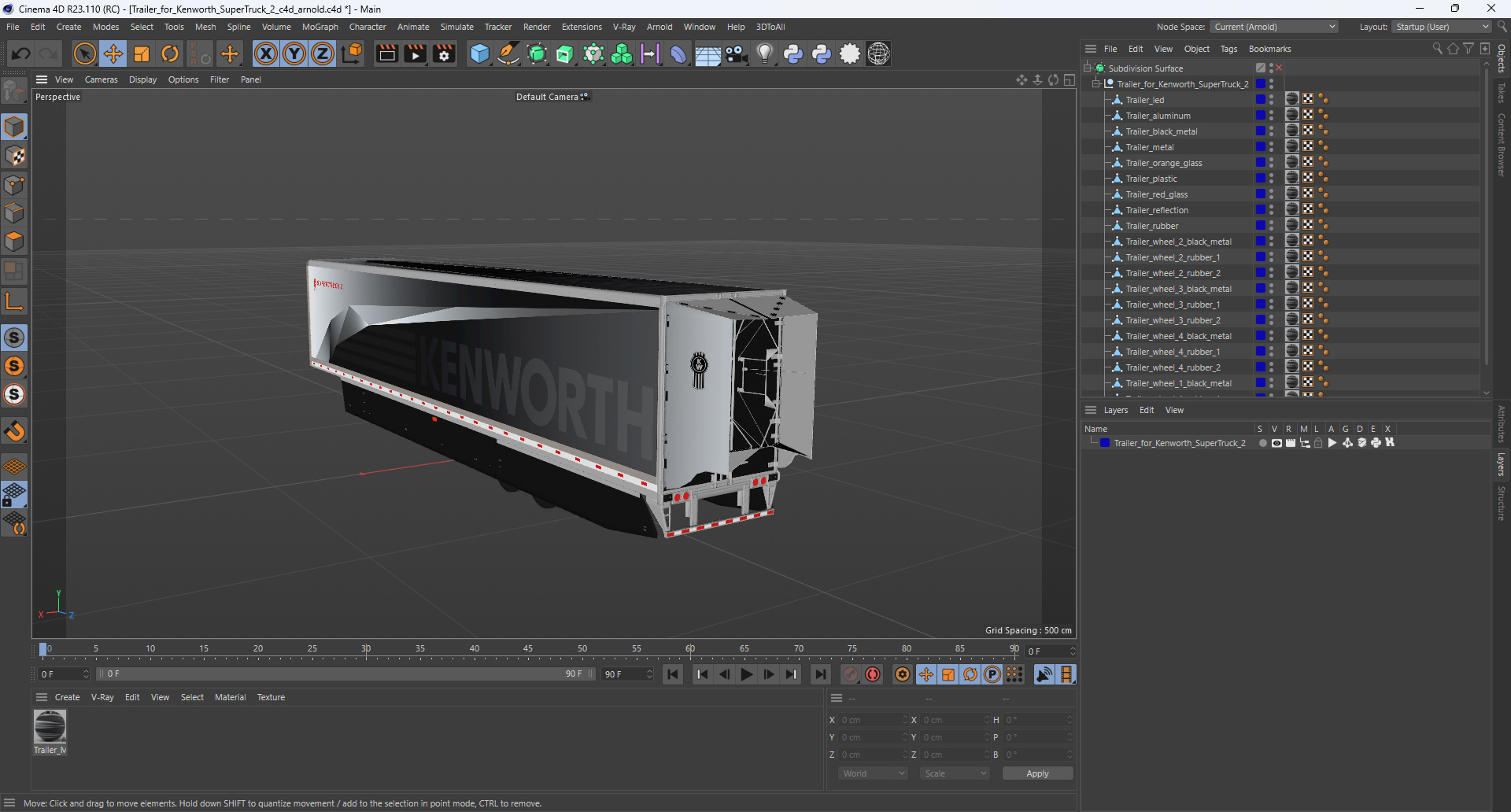3D Trailer for Kenworth SuperTruck 2 model