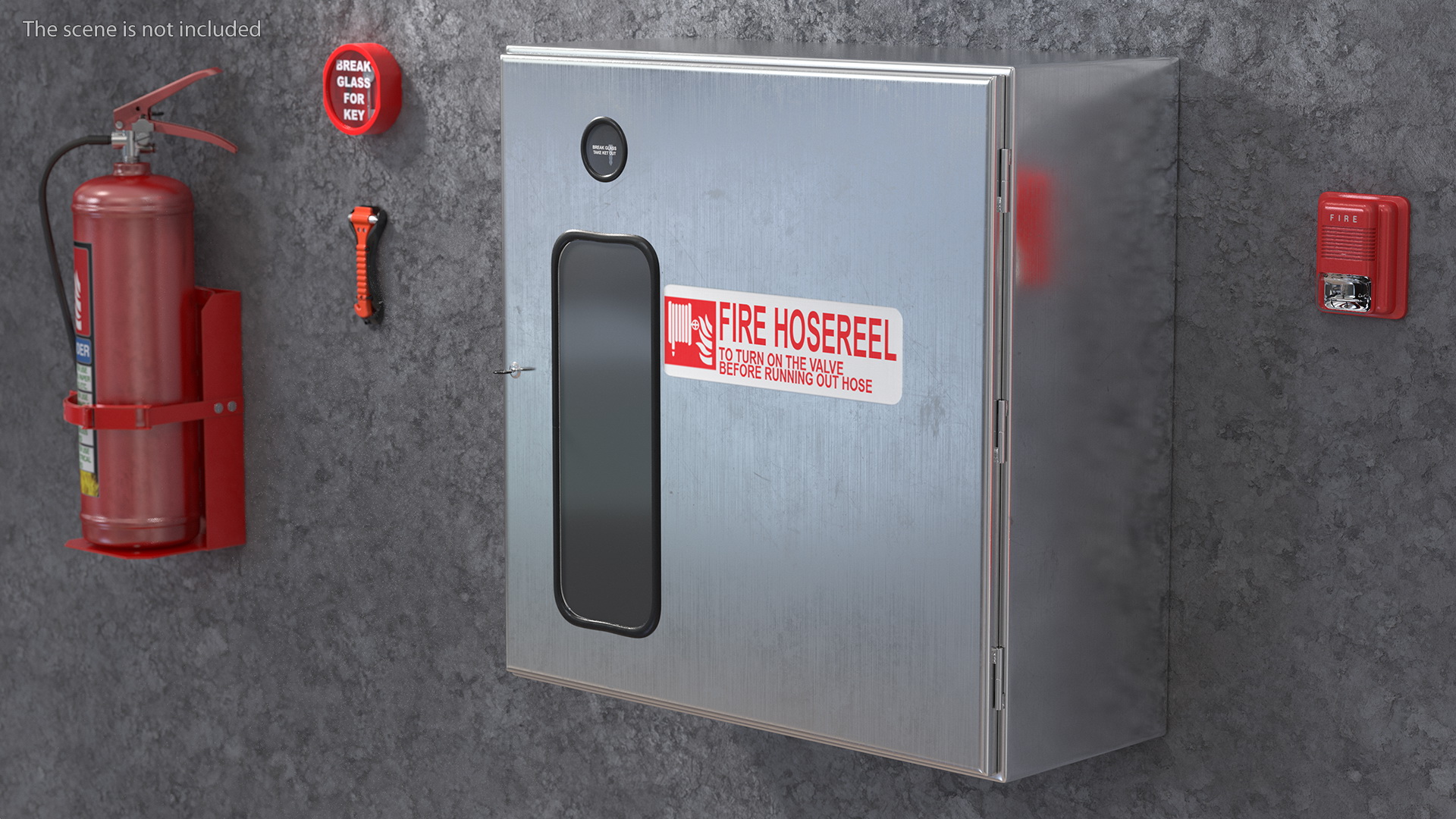 3D Fire Hose Reel Stainless Steel Cabinet model