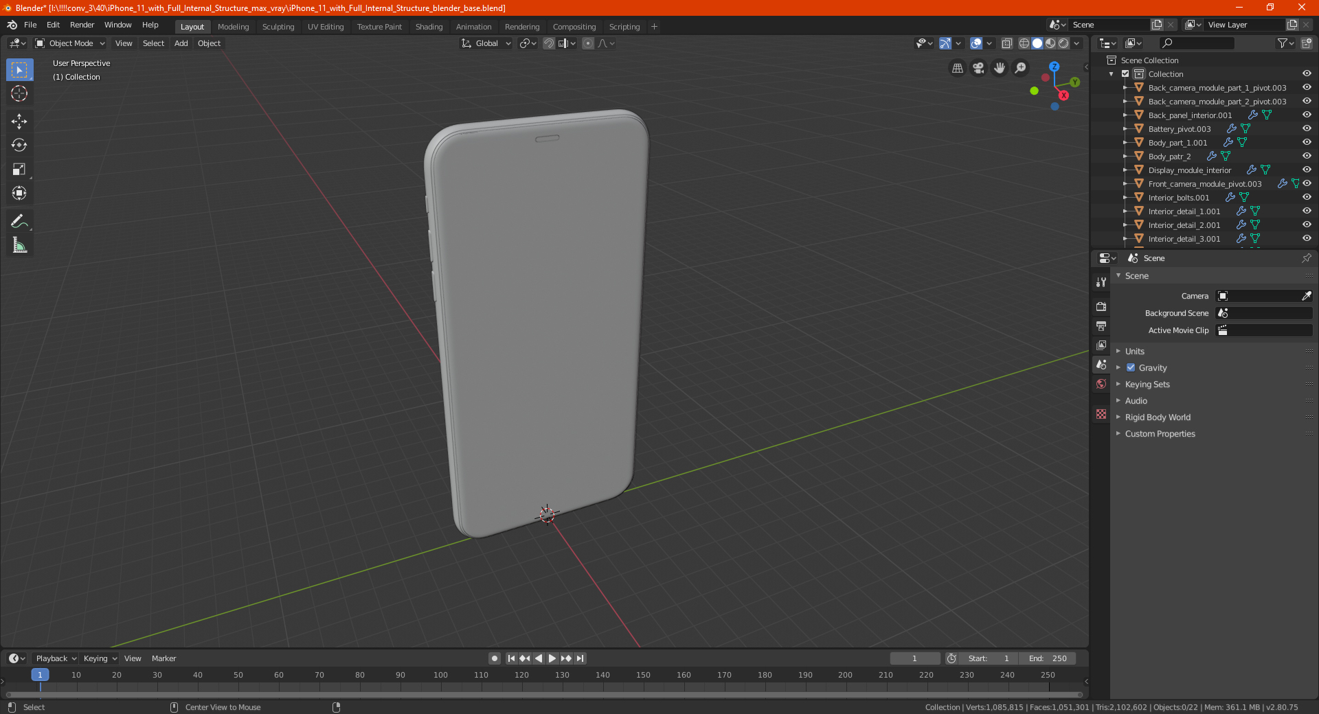 3D iPhone 11 with Full Internal Structure model