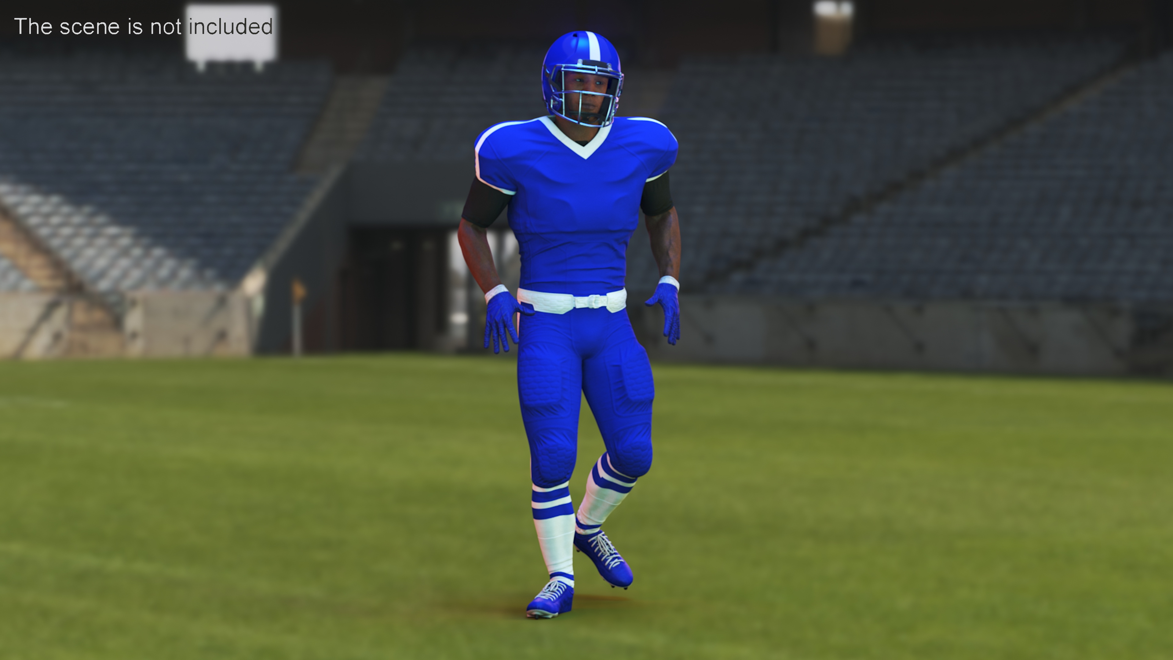 Blue Uniform Black Man Football Player Rigged for Maya 3D model