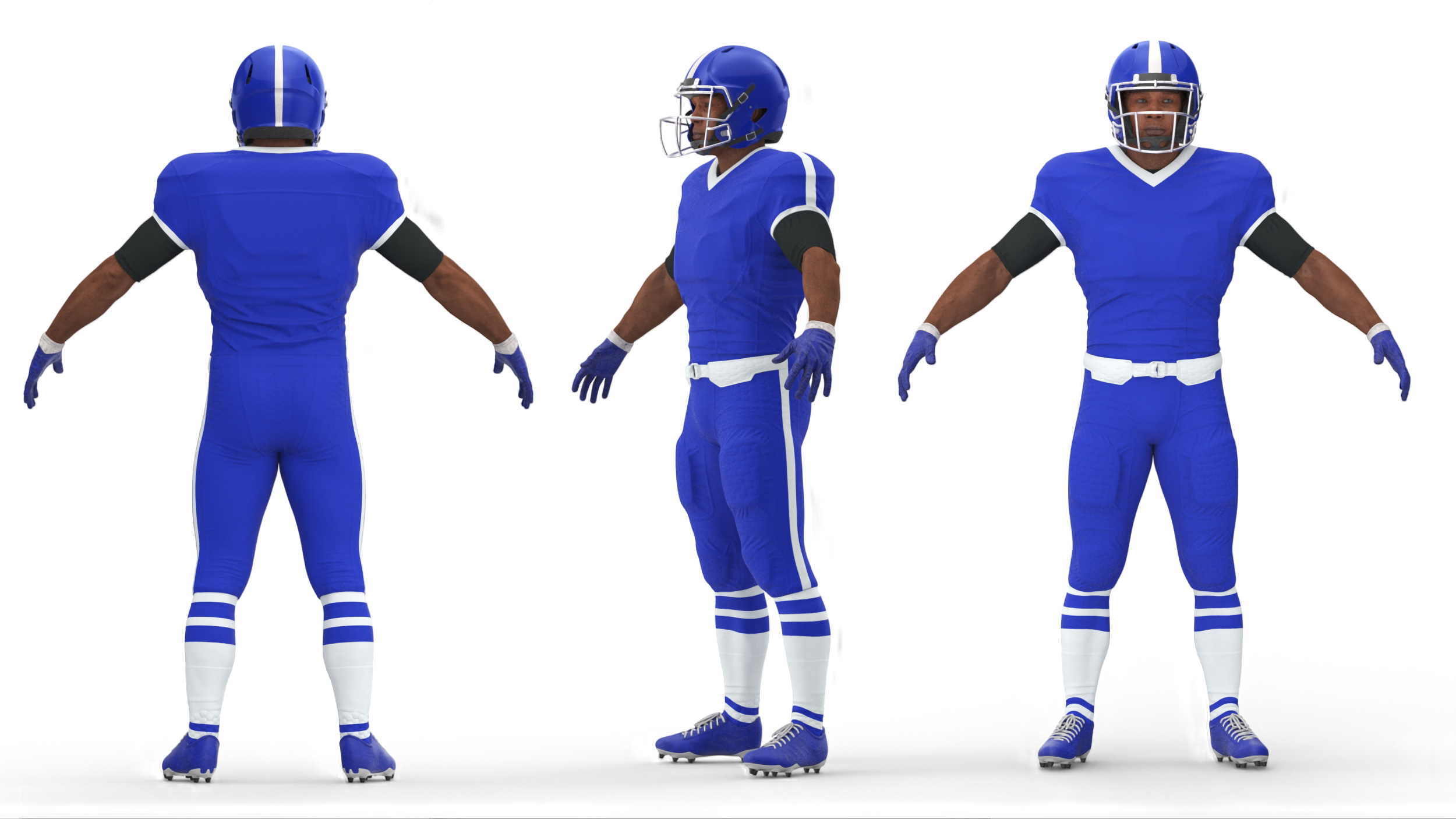 Blue Uniform Black Man Football Player Rigged for Maya 3D model