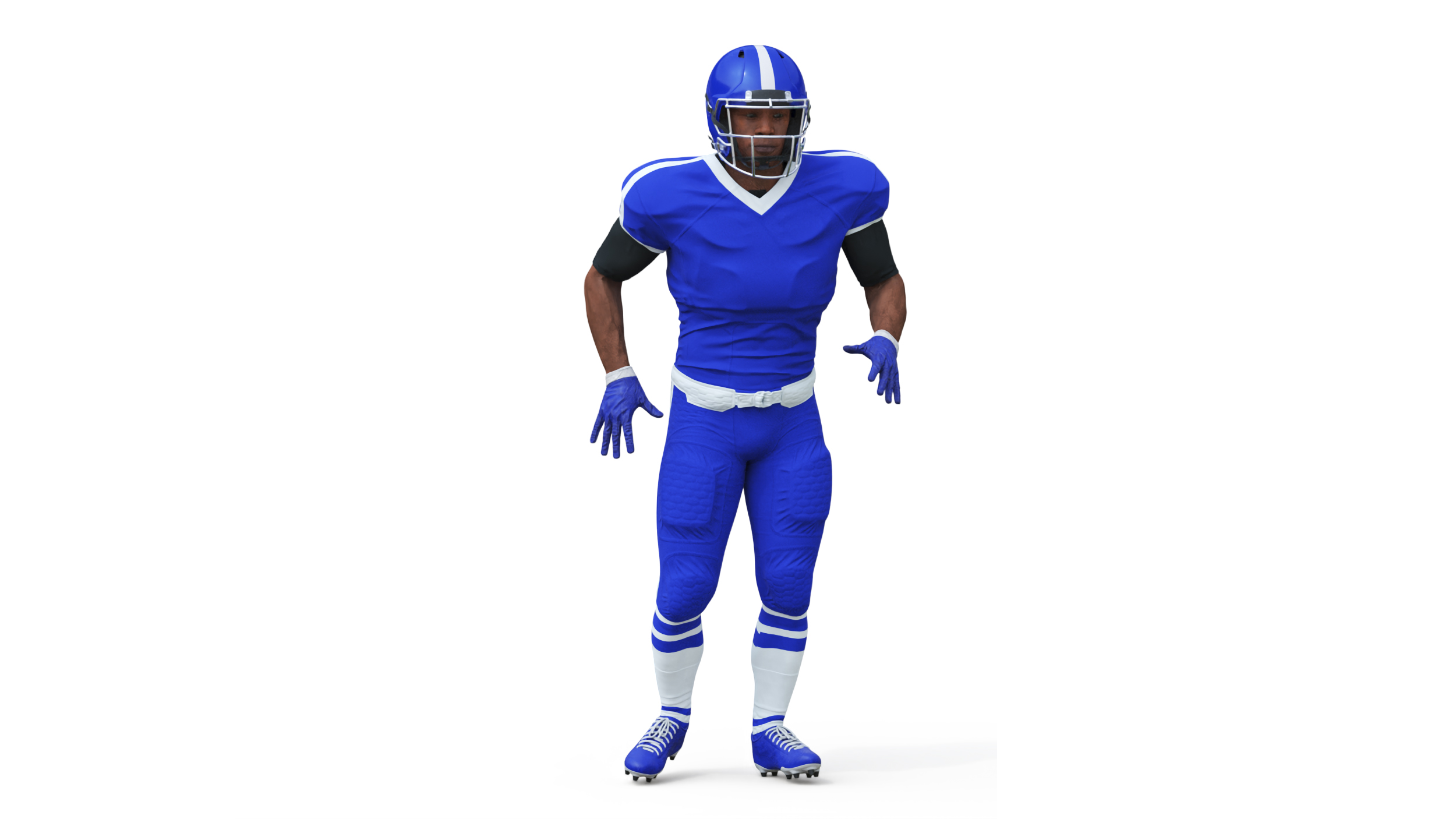 Blue Uniform Black Man Football Player Rigged for Maya 3D model